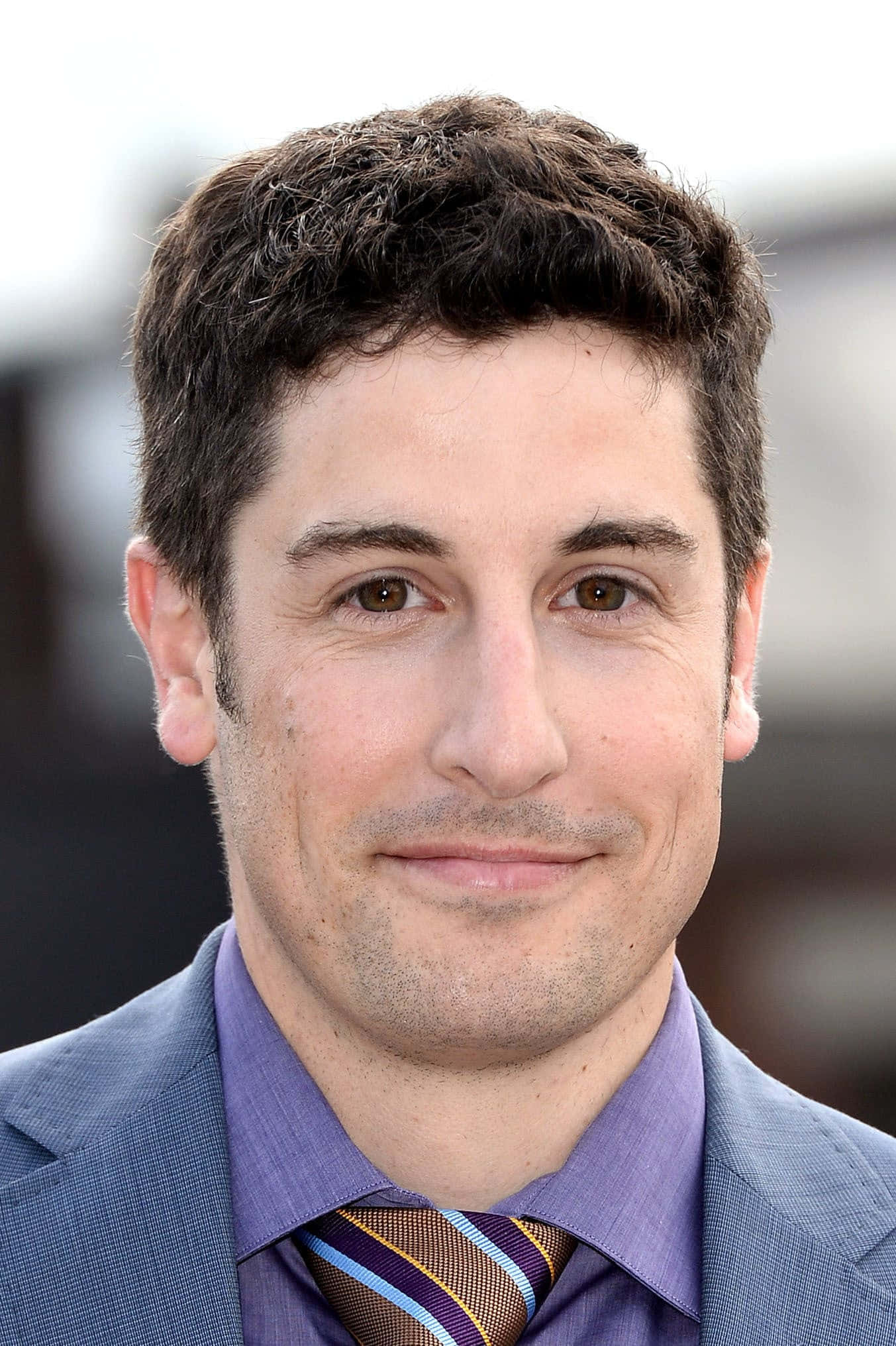 Jason Biggs, blue suit, purple shirt, Full HD Phone Wallpaper