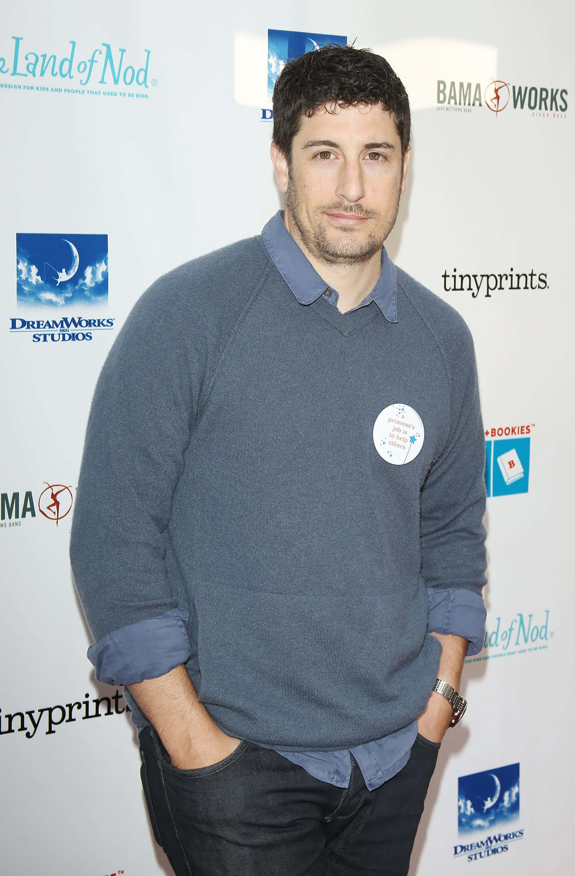Jason Biggs, red carpet event, blue sweater, 2K Phone Wallpaper