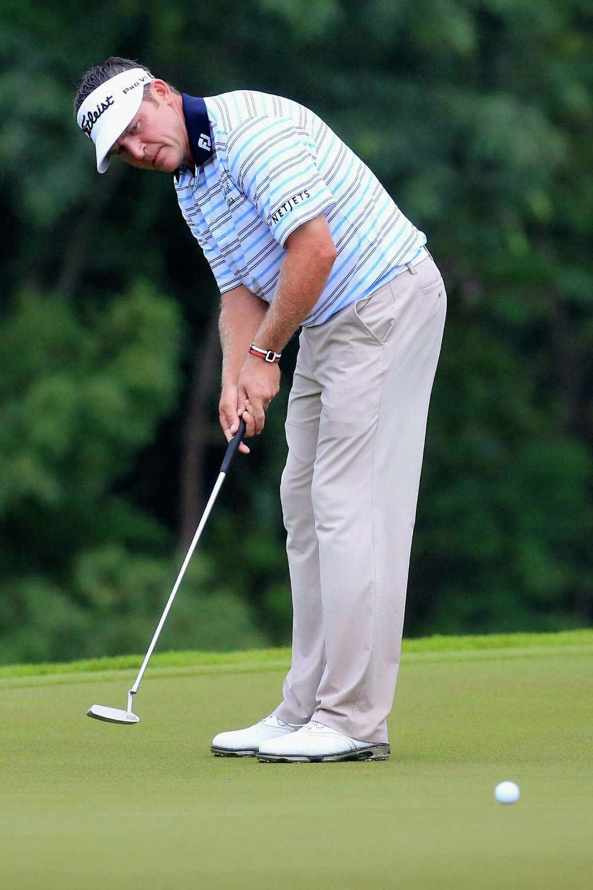 Jason Bohn, putting stance, striped shirt, HD Phone Wallpaper