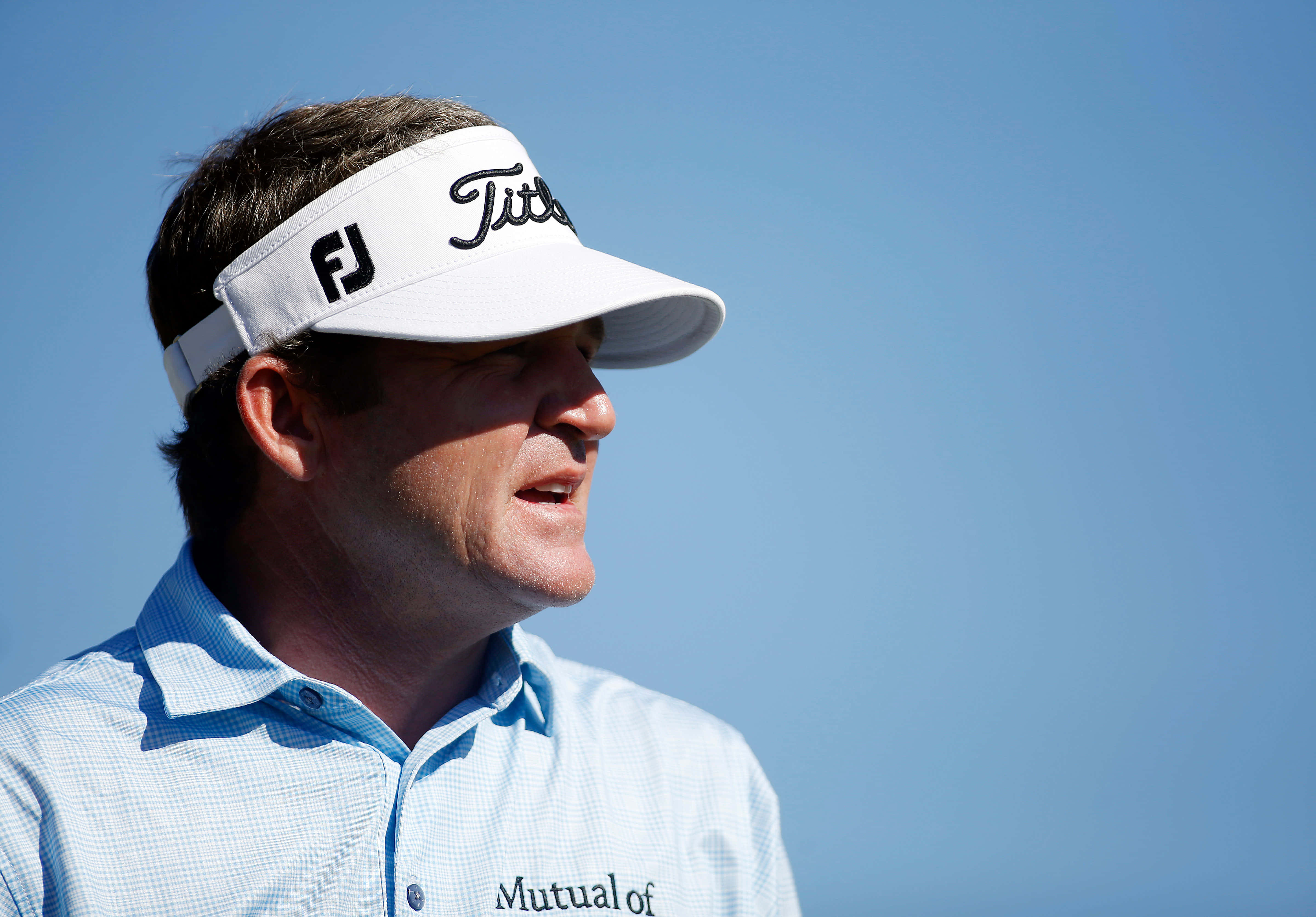 Jason Bohn, white visor, light blue shirt, 4K Desktop Wallpaper