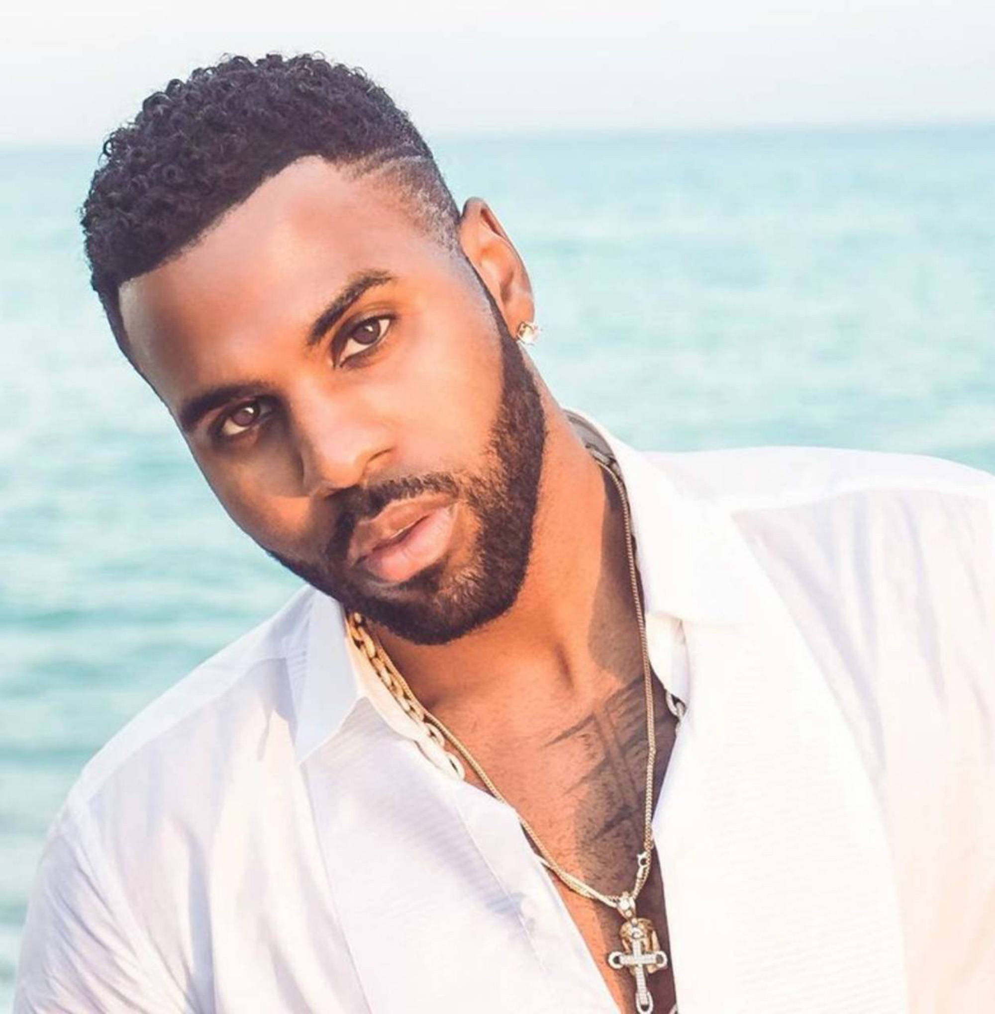Jason Derulo, beach, calm turquoise ocean, Full HD Phone Wallpaper