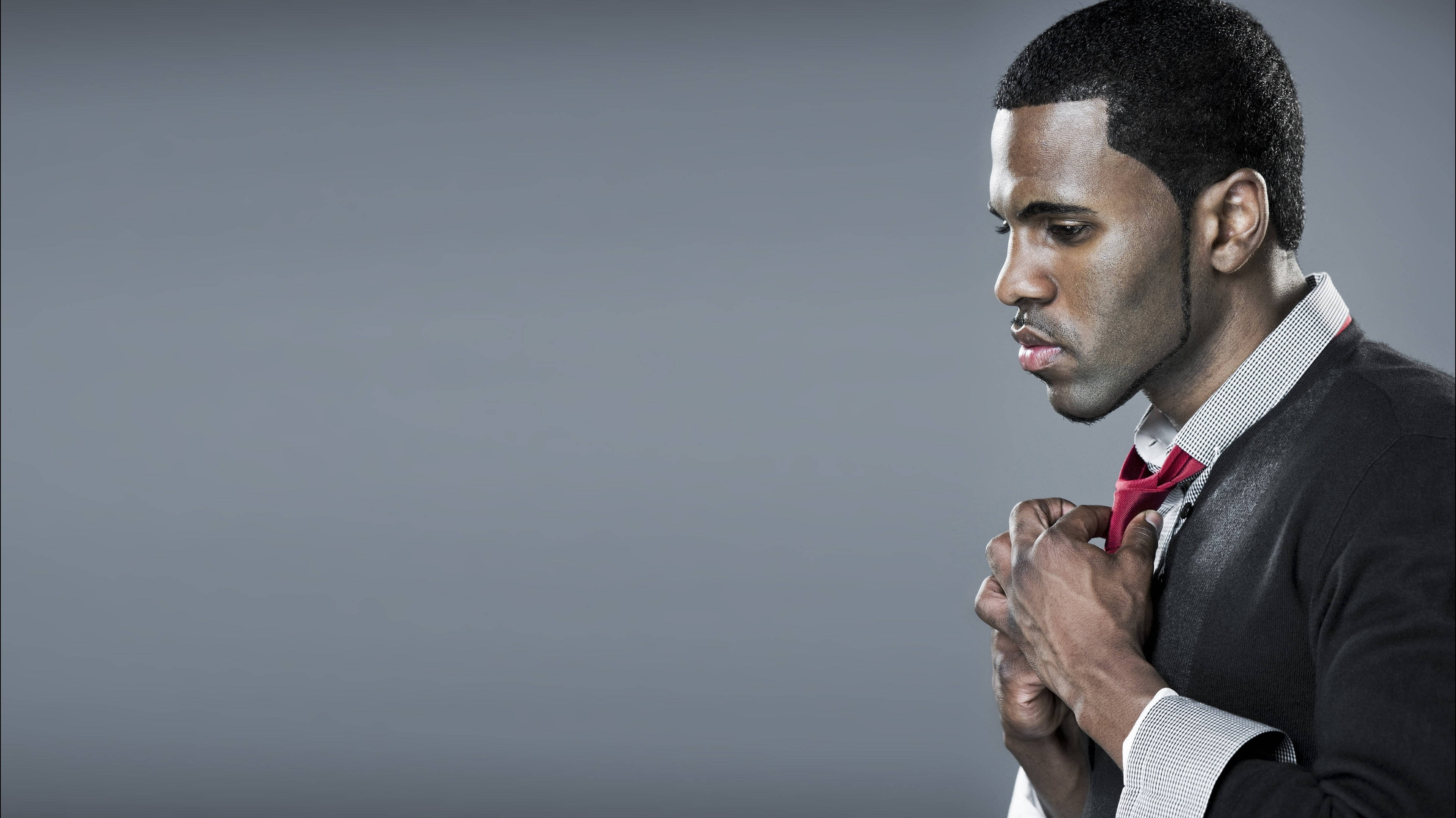 Jason Derulo, red tie, dark suit, 4K Desktop Wallpaper