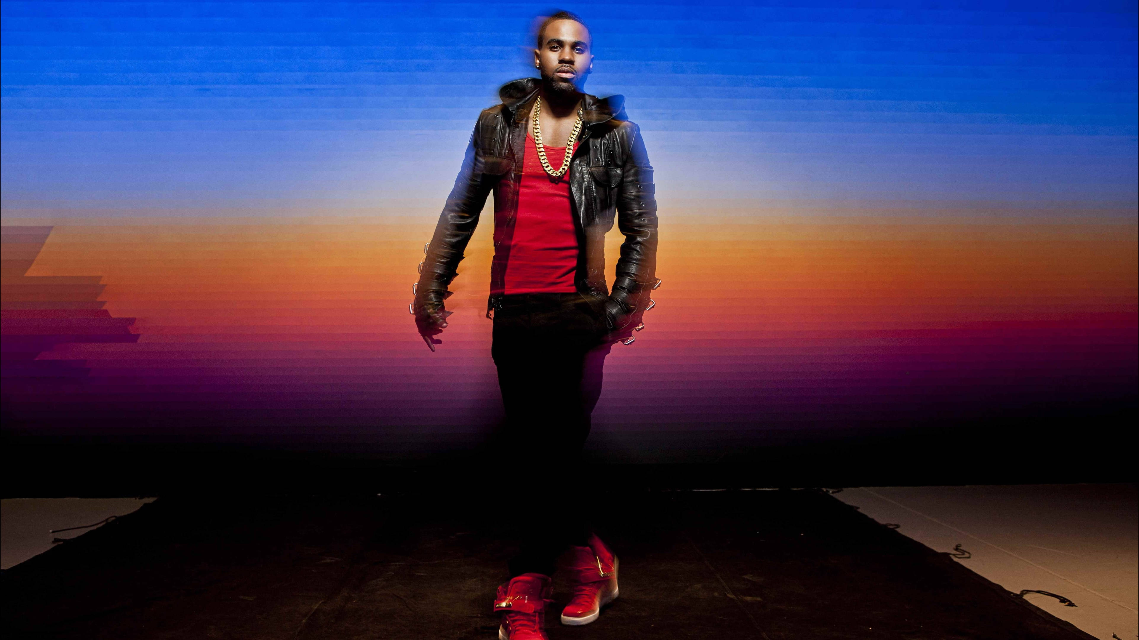 Jason Derulo, leather jacket, red sneakers, 4K Desktop Wallpaper