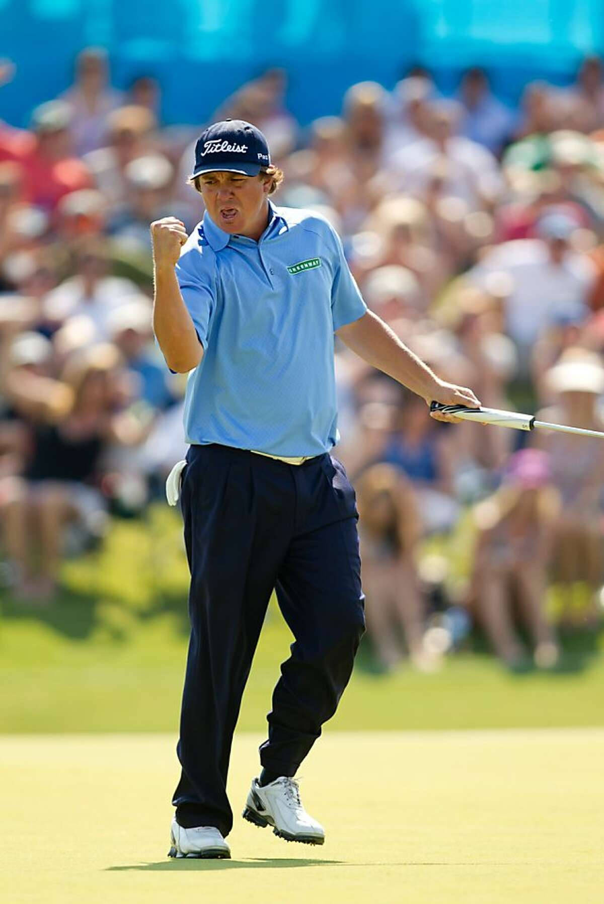 Jason Dufner, blue shirt, sunlit green, HD Phone Wallpaper