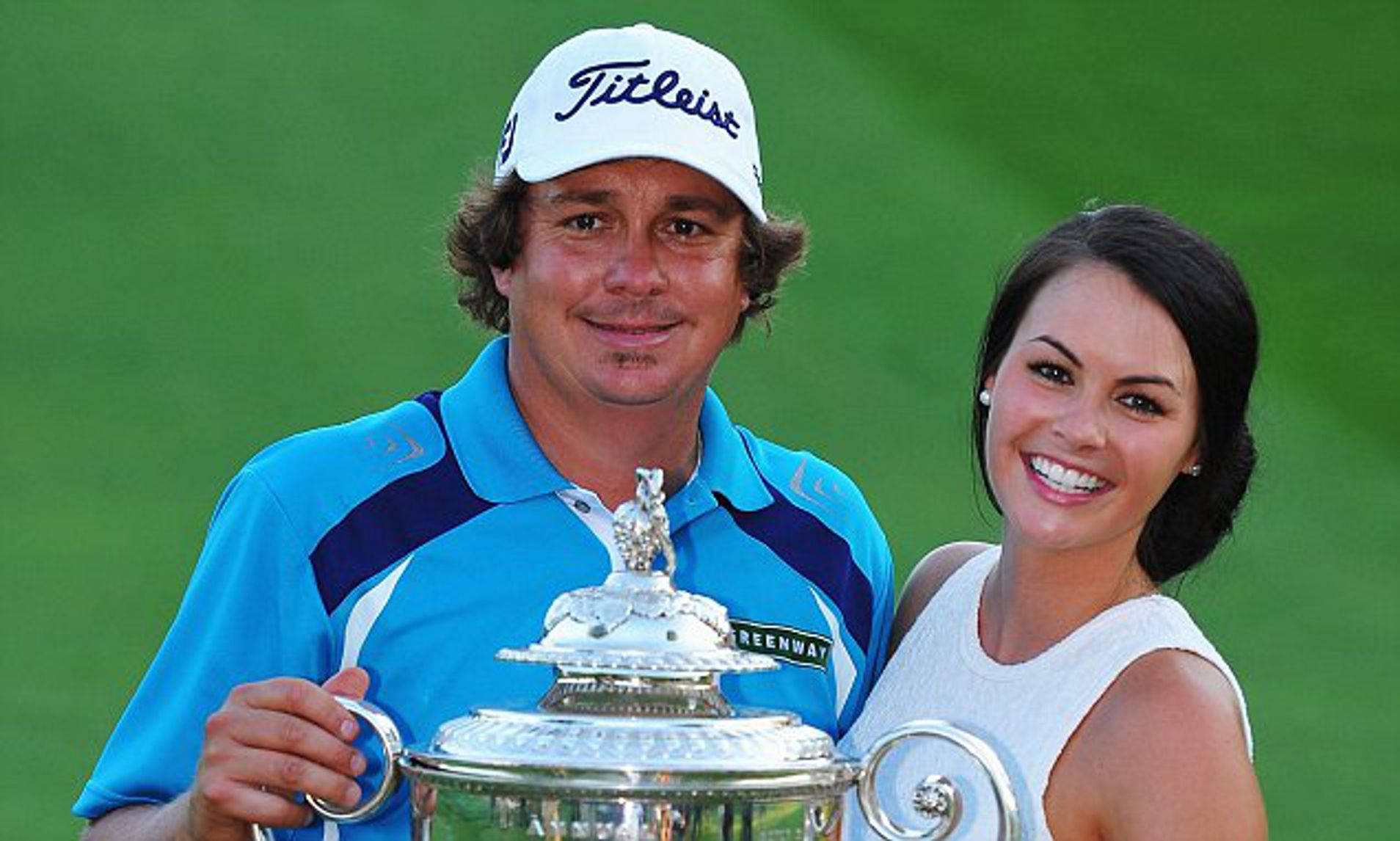 Jason Dufner, blue shirt, white cap, HD Desktop Wallpaper