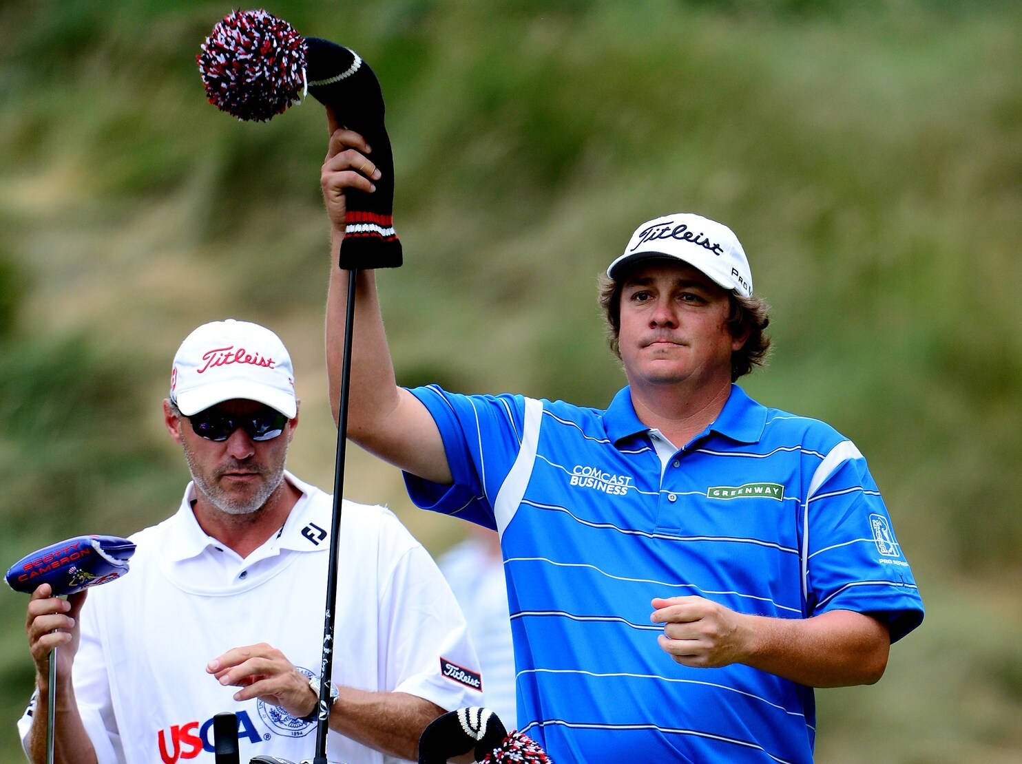 Jason Dufner, blue striped shirt, pom-pom headcover, HD Desktop Wallpaper