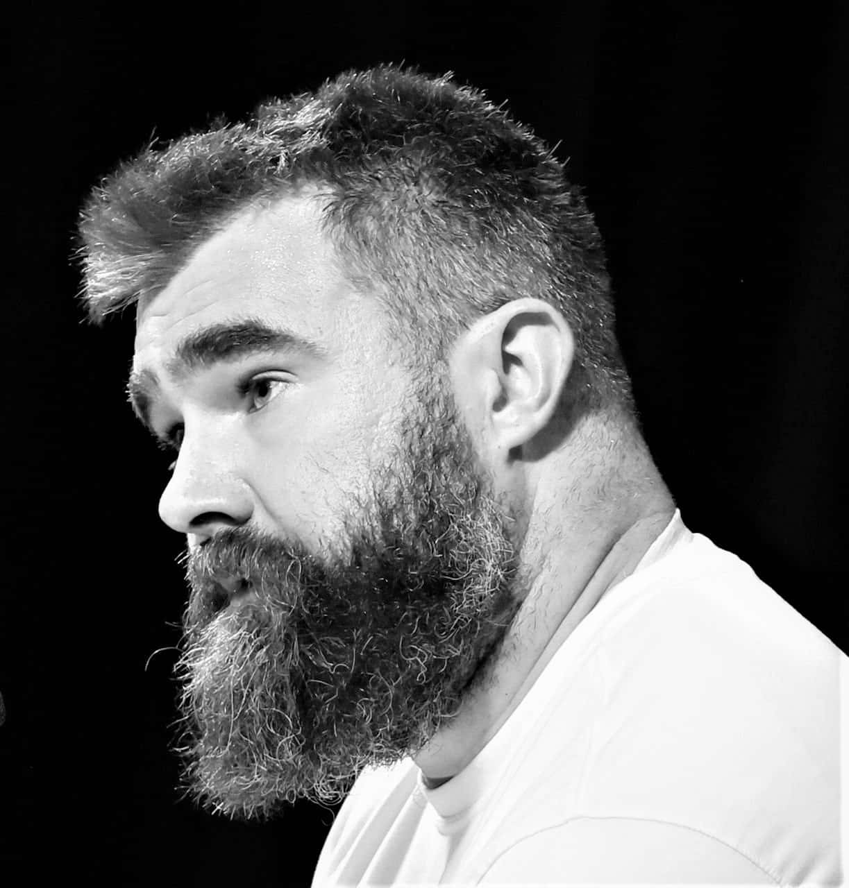 Jason Kelce, black and white, bearded man, HD Phone Wallpaper