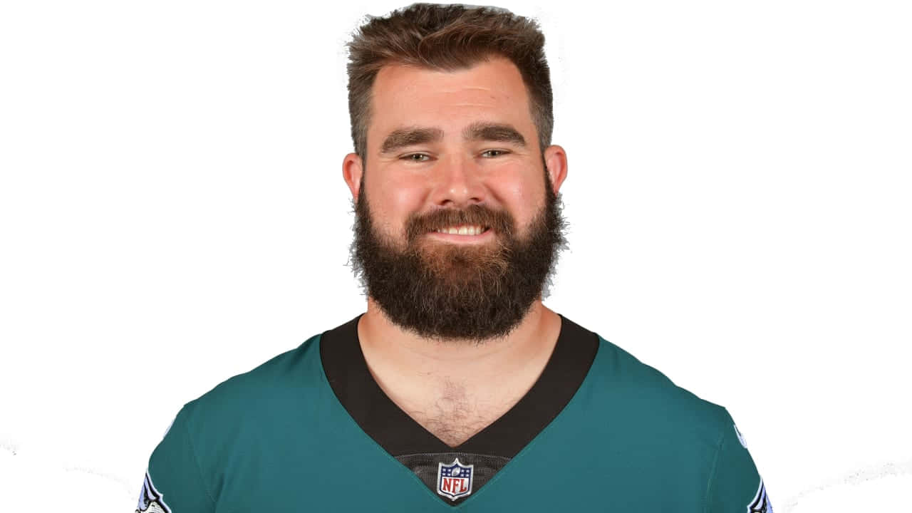 Jason Kelce, teal NFL jersey, bearded man, HD Desktop Wallpaper