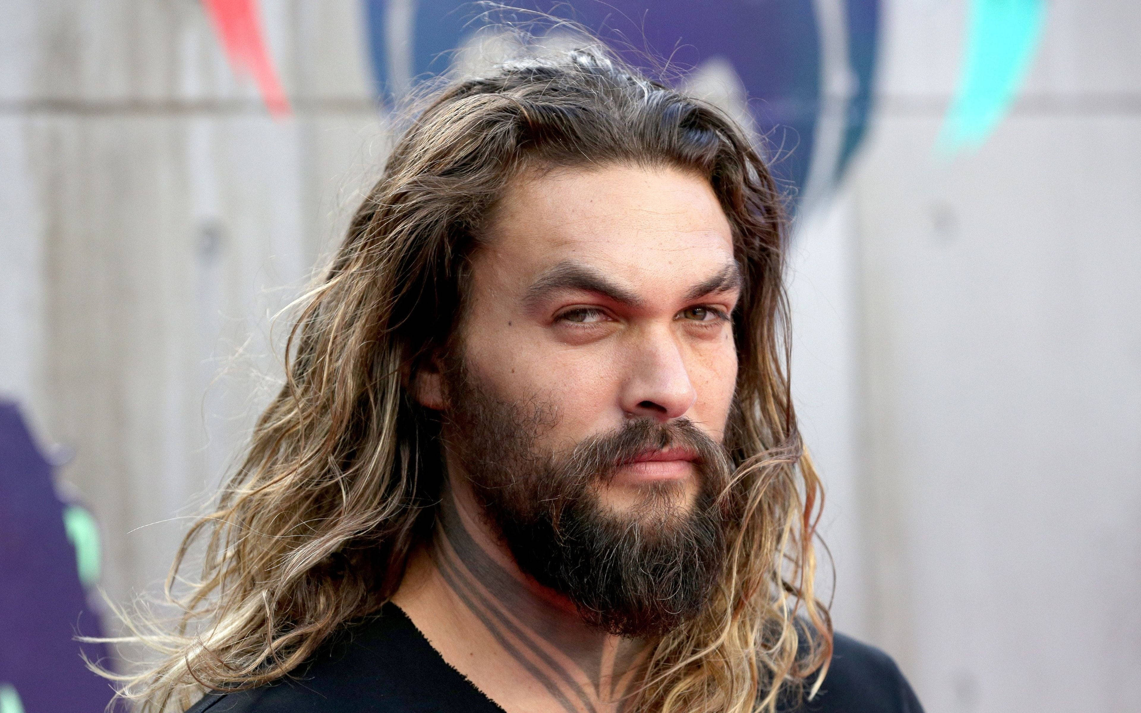 Jason Momoa, long wavy hair, beard, 4K Desktop Wallpaper