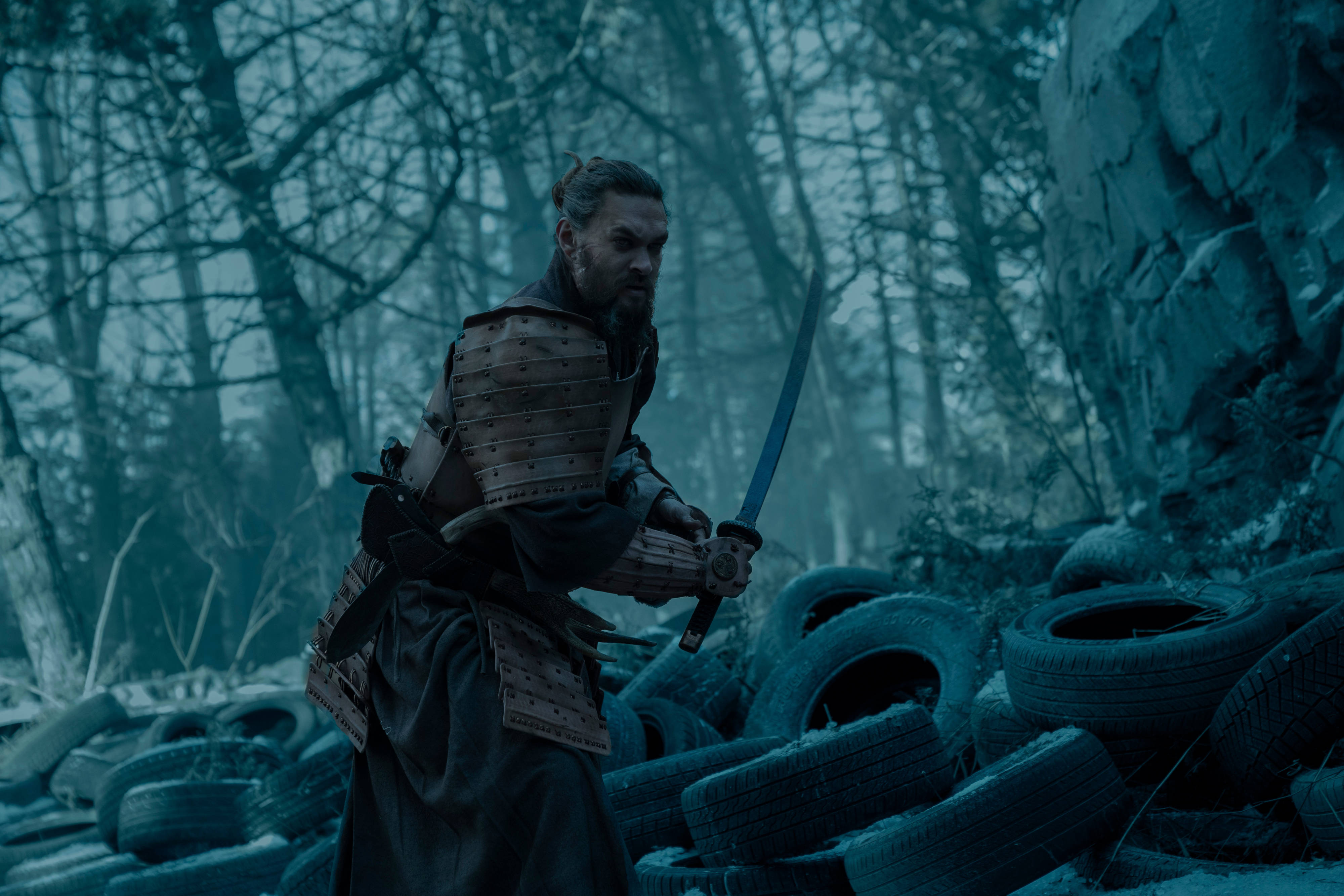Jason Momoa, samurai armor, sword, 4K Desktop Wallpaper