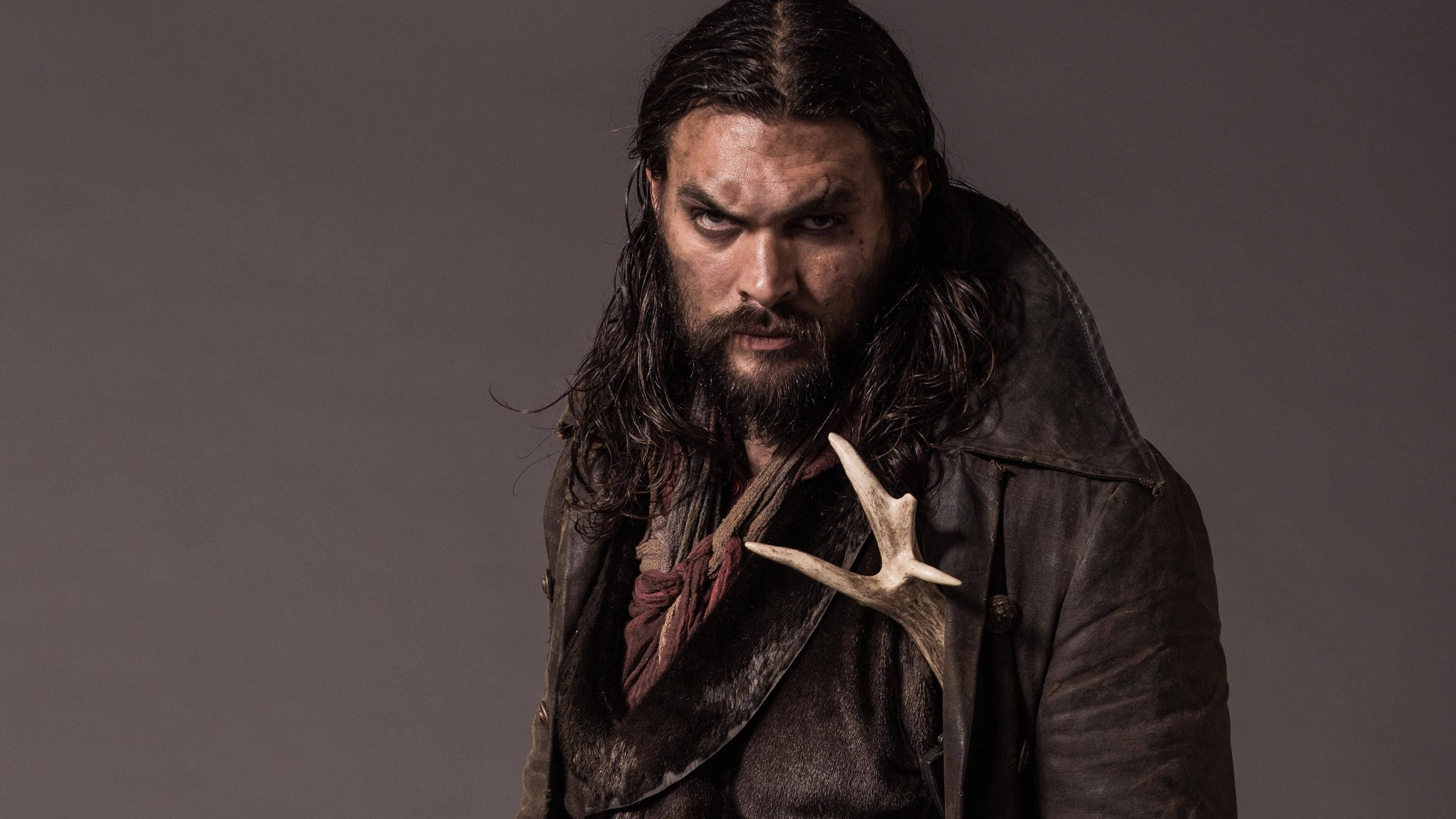 Jason Momoa, fur trader, rugged leather coat, 4K Desktop Wallpaper