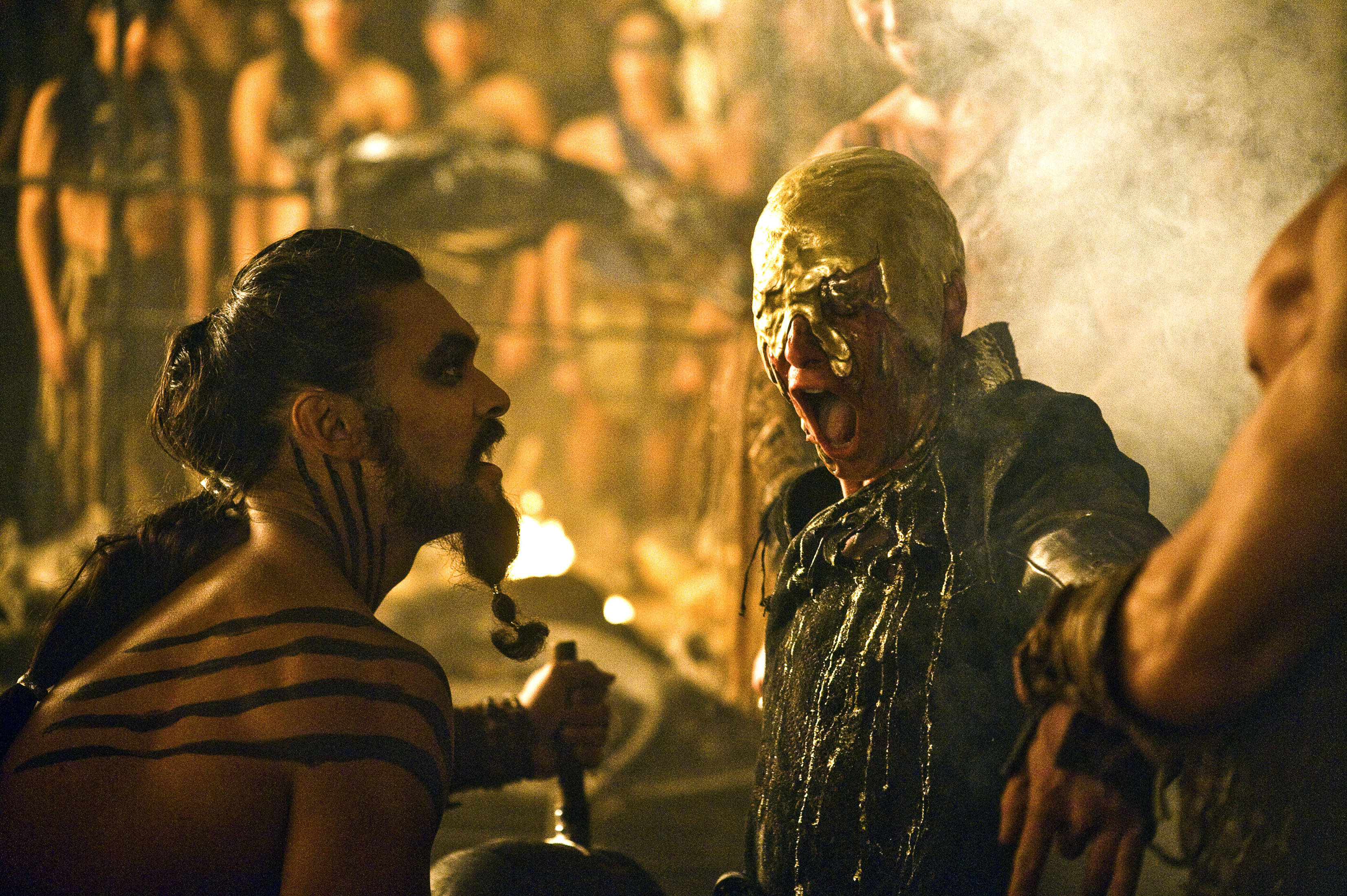 Jason Momoa, molten gold, gold mask, 2K Desktop Wallpaper