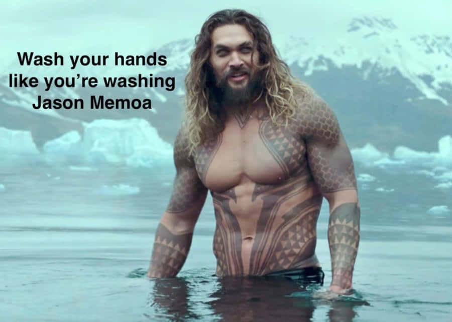 Jason Momoa, icy water, snow-capped mountains, SD Desktop Wallpaper