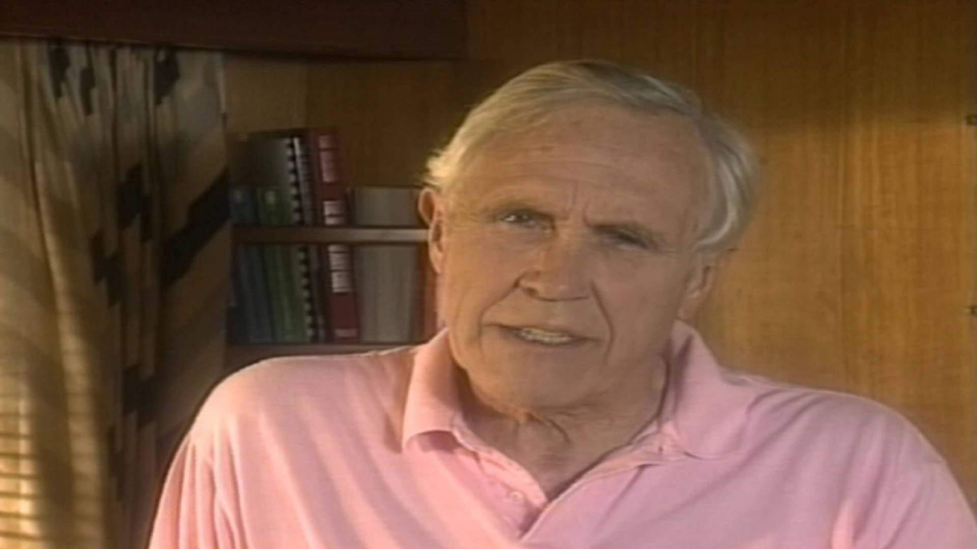 Jason Robards, pink polo shirt, bookshelf, Full HD Desktop Wallpaper