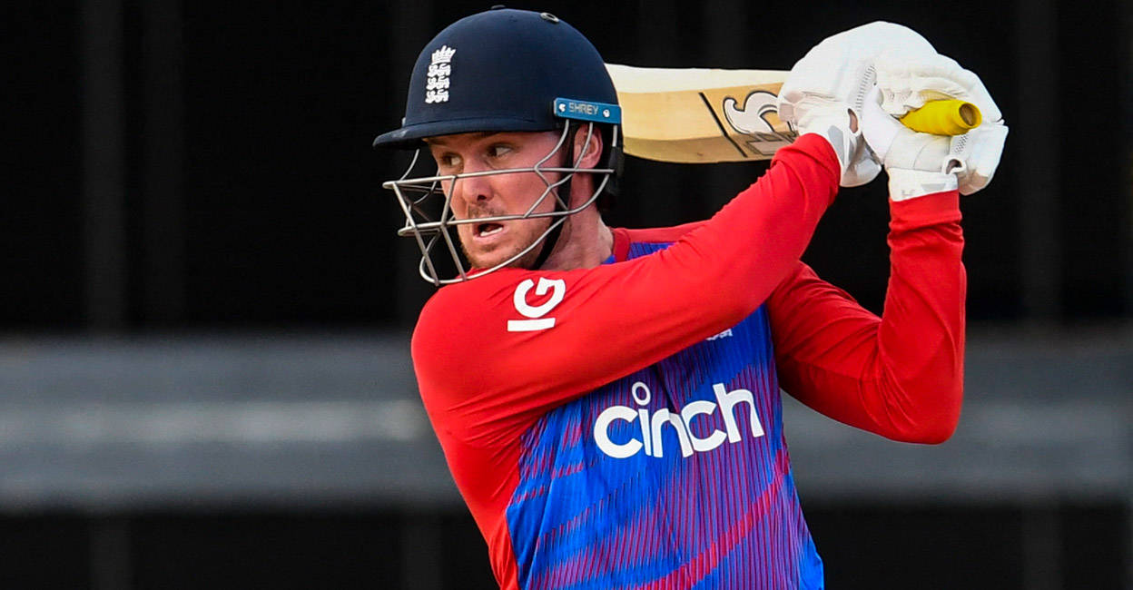 Jason Roy, red cricket uniform, stadium lights, SD Desktop Wallpaper