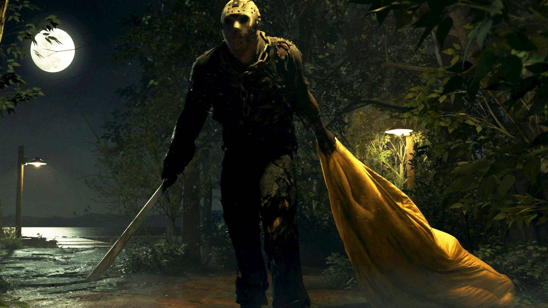 Jason Voorhees, hockey mask, yellow body bag, Full HD Desktop Wallpaper