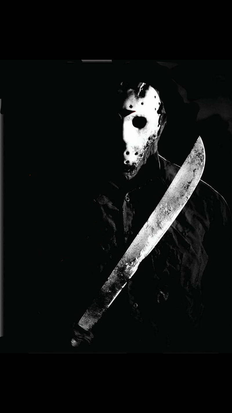 Jason Voorhees, hockey mask, bloodied machete, HD Phone Wallpaper