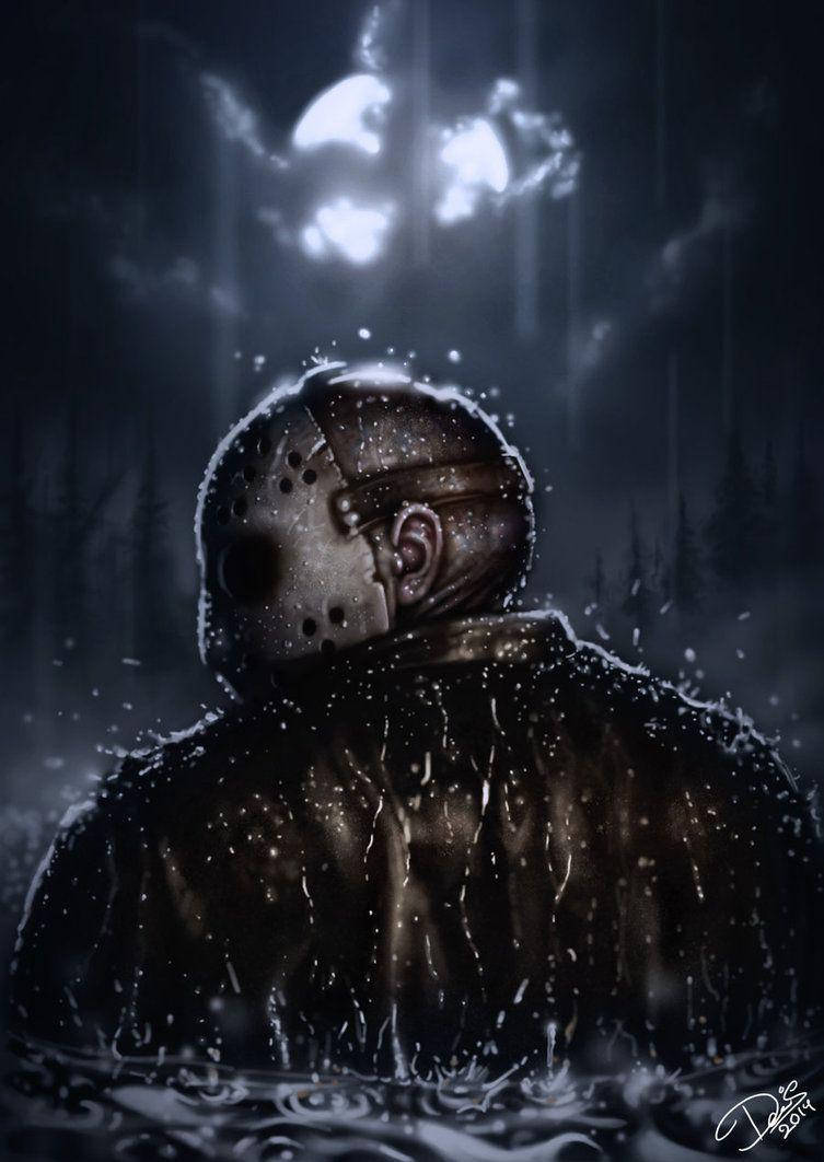 Jason Voorhees, glowing moon, dark forest, SD Phone Wallpaper