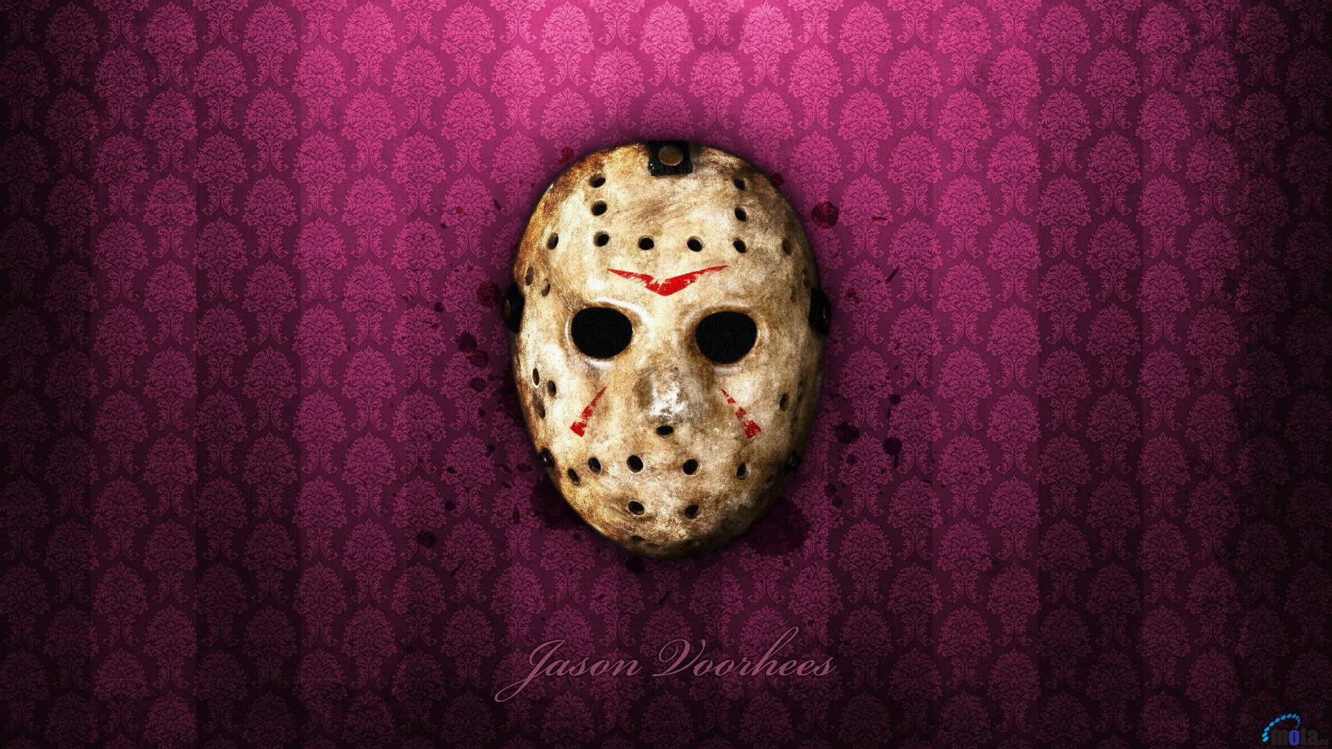 Jason Voorhees, dirty mask, red slash marks, Full HD Desktop Wallpaper