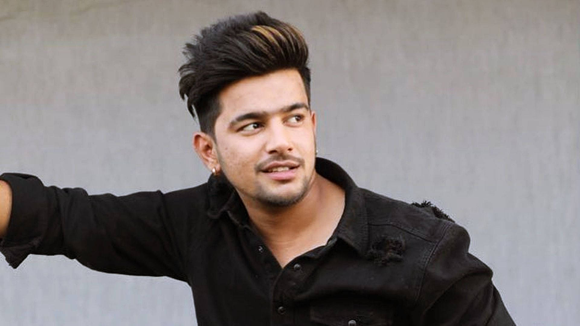 Jass Manak, black shirt, styled hair, Full HD Desktop Wallpaper