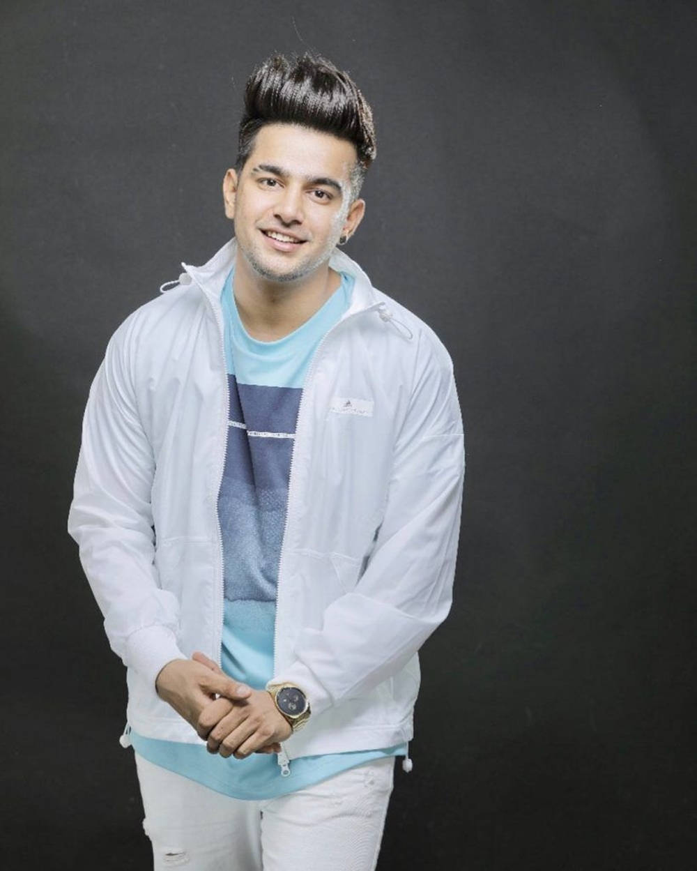 Jass Manak, gray studio, white jacket, SD Phone Wallpaper