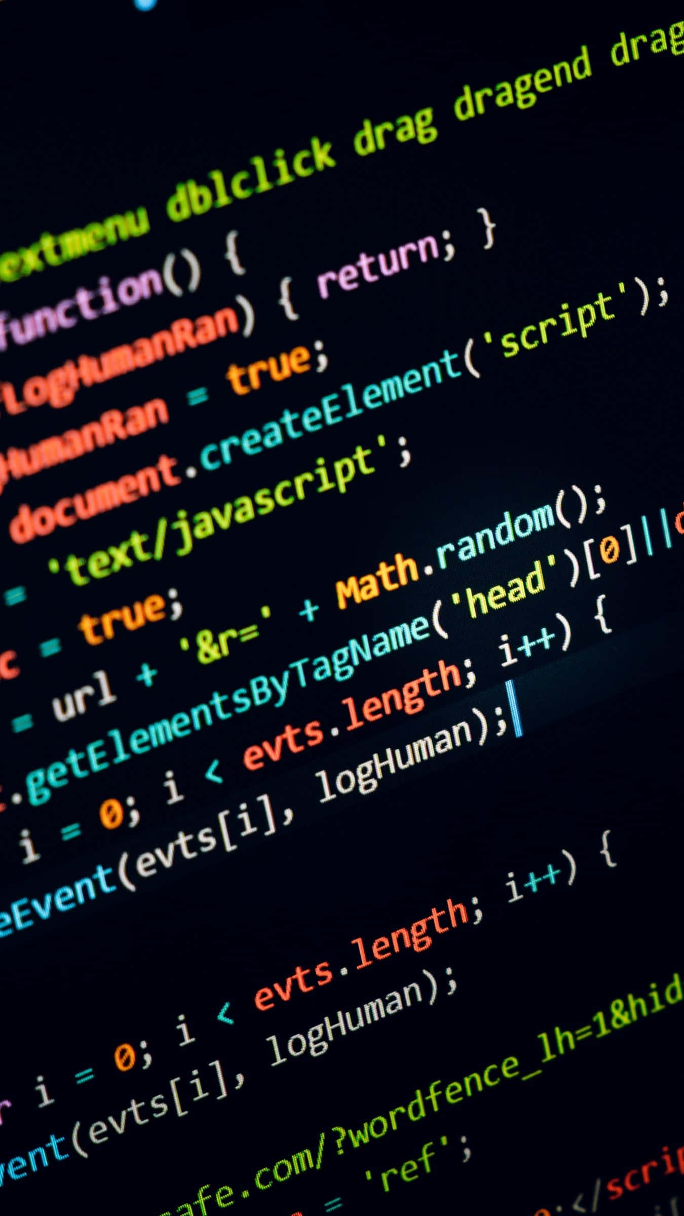 JavaScript, glowing colorful, code lines, Full HD Phone Wallpaper