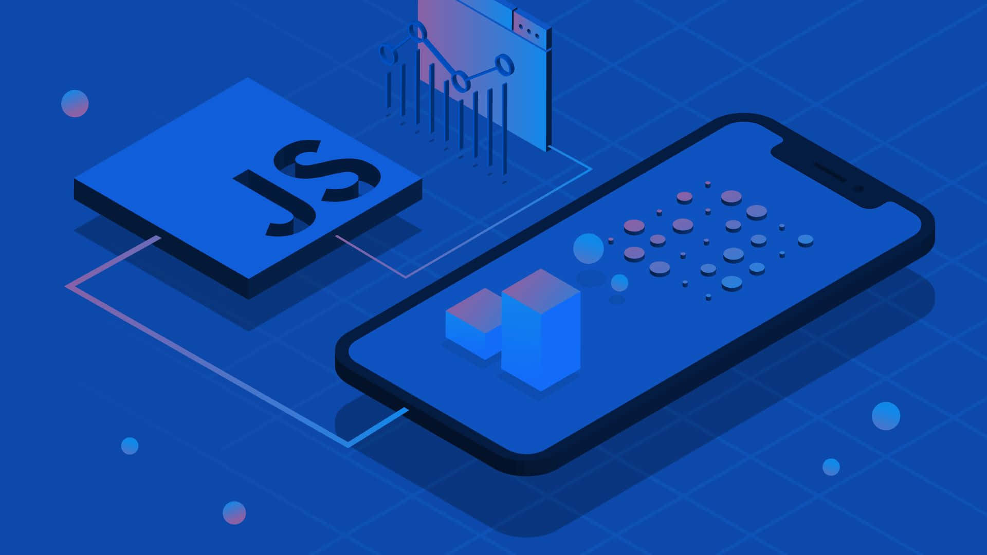 JavaScript, smartphone, isometric illustration, Full HD Desktop Wallpaper