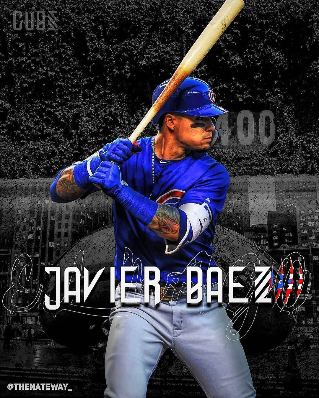 Javier Baez, blue Cubs uniform, baseball bat, HD Phone Wallpaper