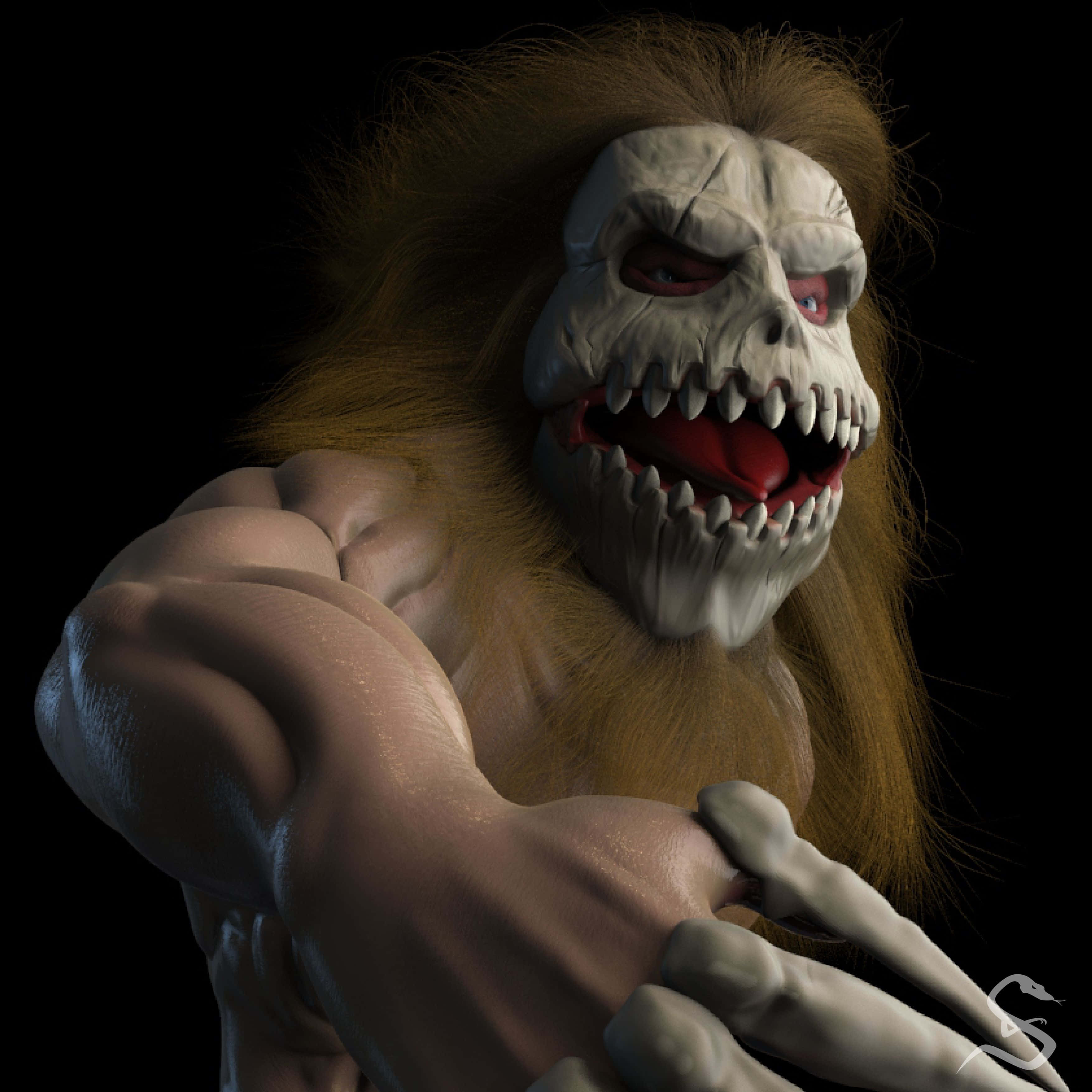 Jaw Titan, 3508 x 3508, glowing red eyes, 2K Desktop Wallpaper