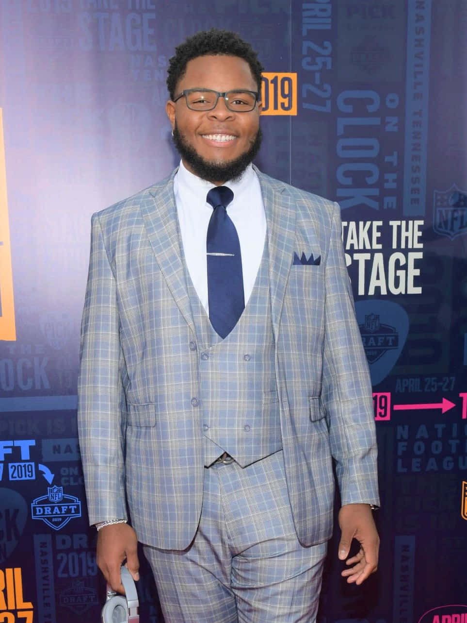 Jawaan Taylor, blue plaid suit, glasses, HD Phone Wallpaper