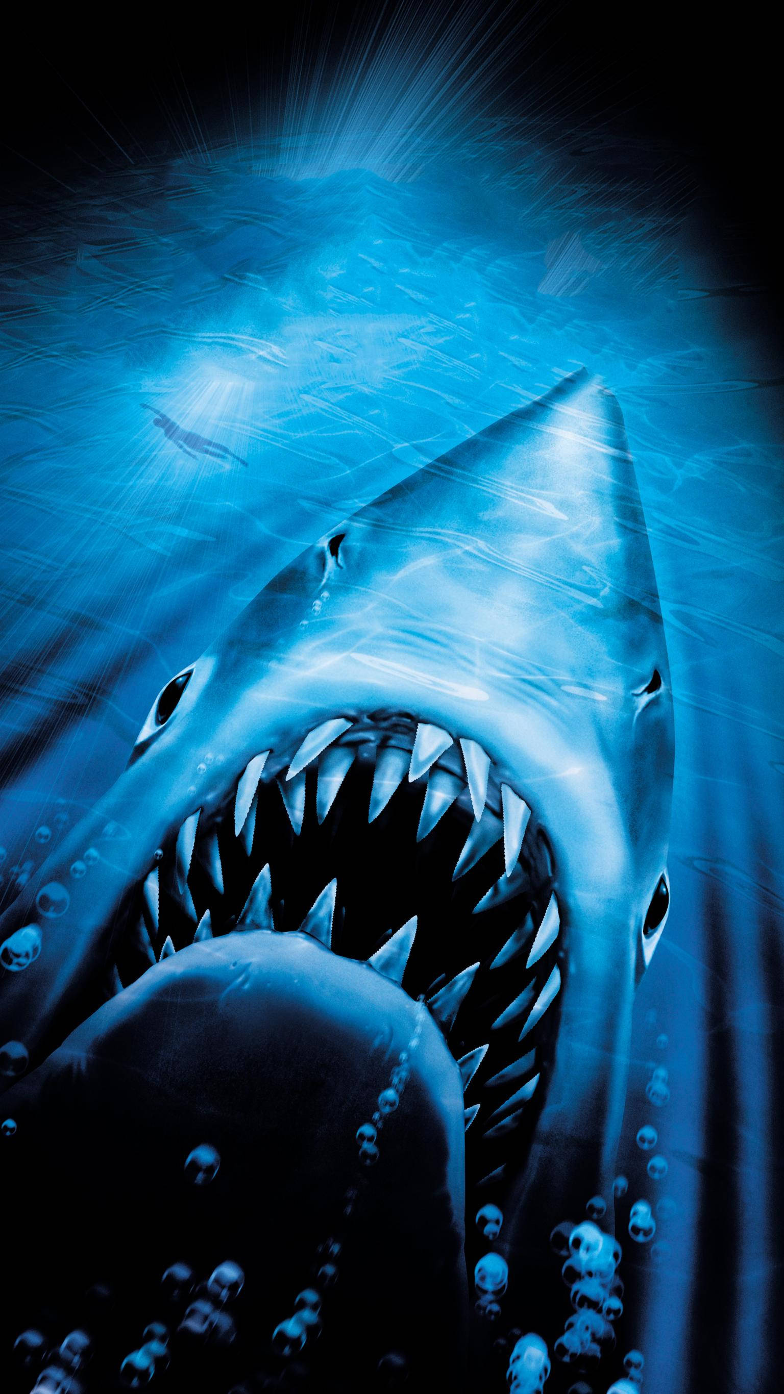 Jaws, great white shark, deep blue ocean waters, 2K Phone Wallpaper