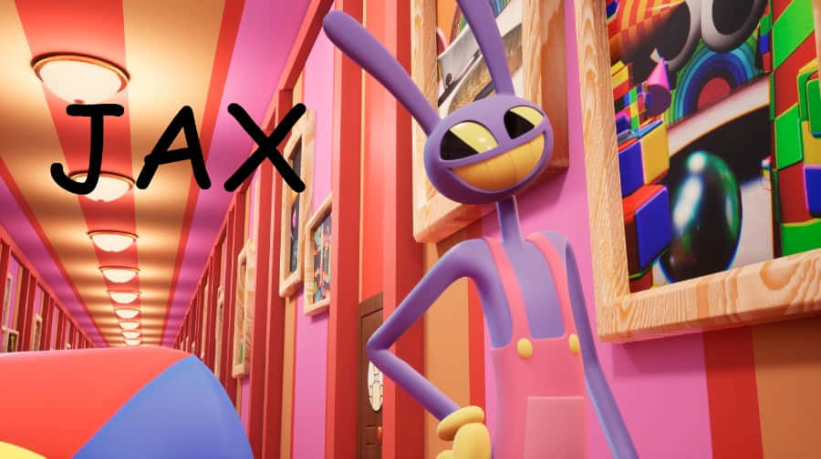 J A X, purple cartoon rabbit, yellow eyes, SD Desktop Wallpaper
