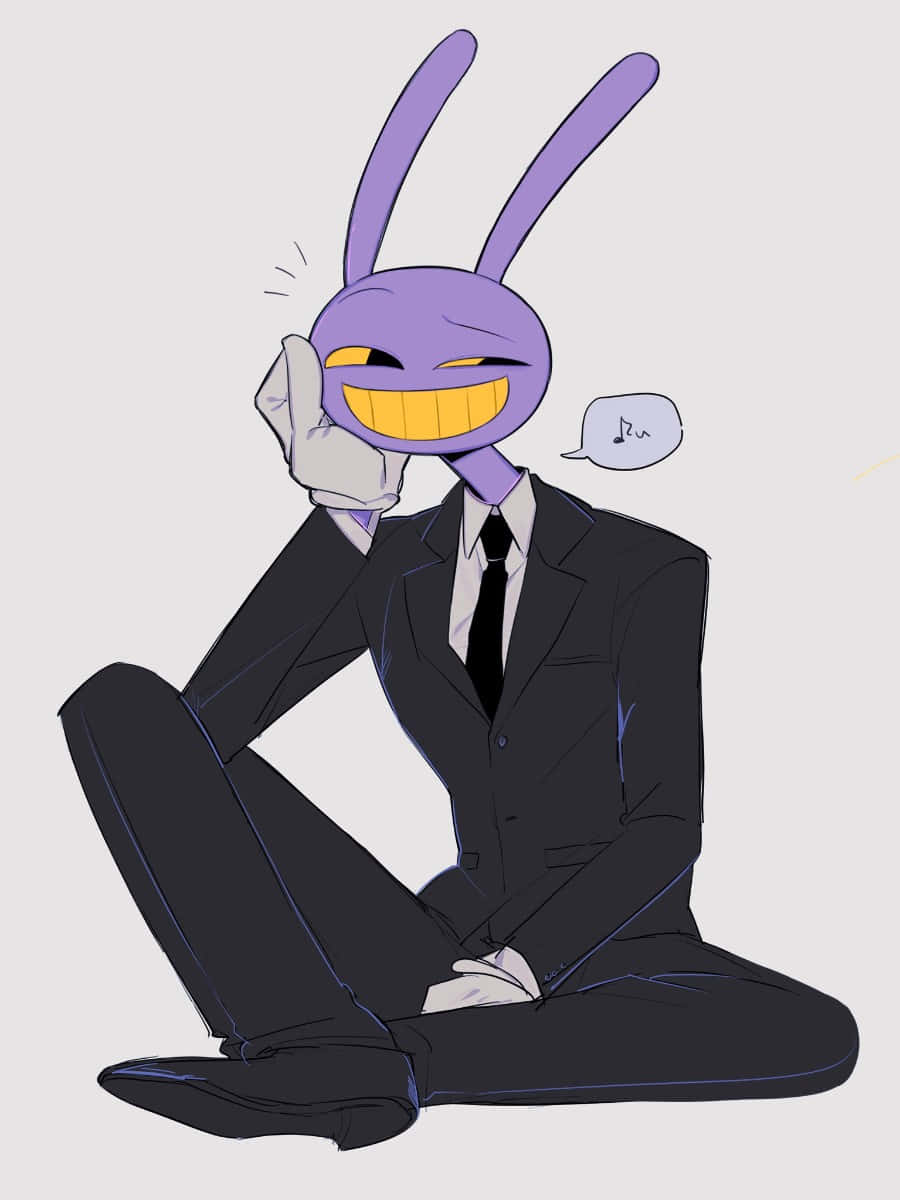 purple rabbit, black suit, music note speech bubble, SD Phone Wallpaper