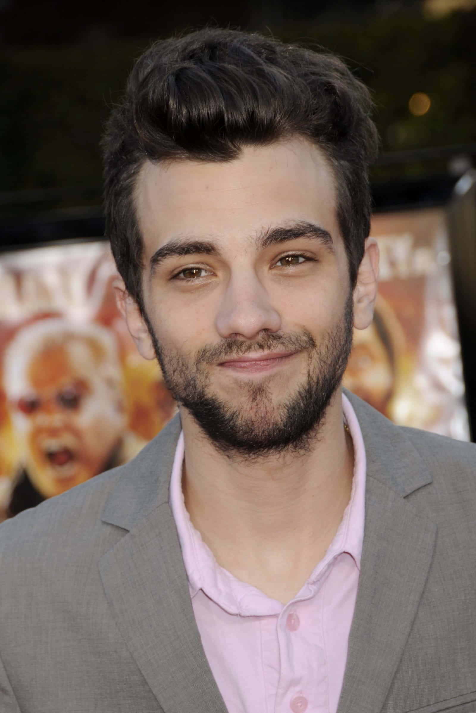 Jay Baruchel, gray suit, pink shirt, Full HD Phone Wallpaper