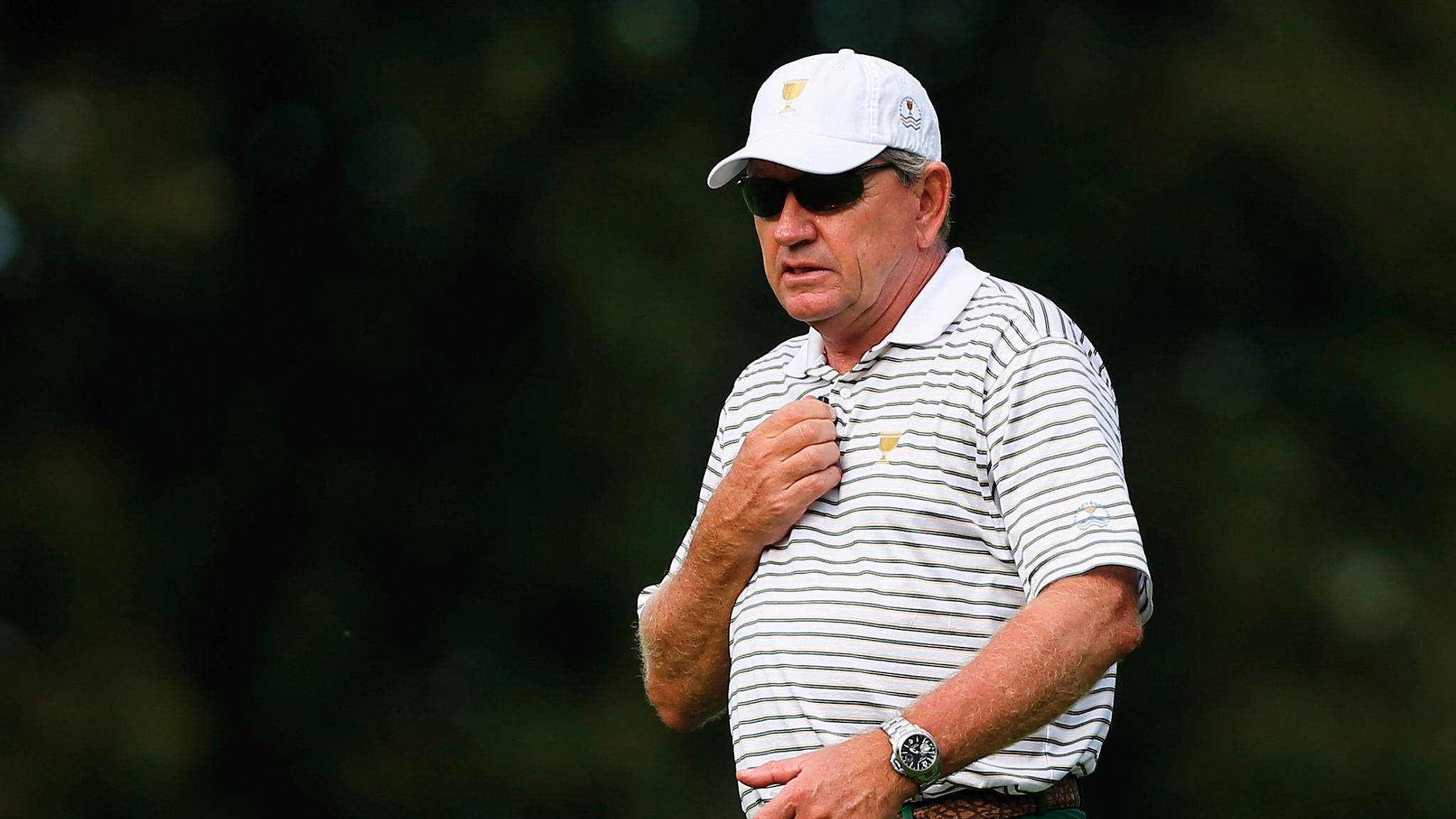 Jay Haas, striped polo, white cap, Full HD Desktop Wallpaper