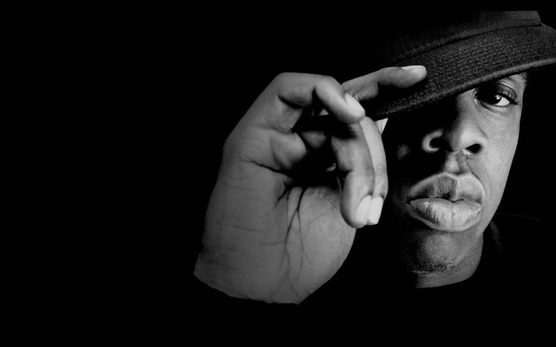 Jay-Z, black and white portrait, cap, Full HD Desktop Wallpaper