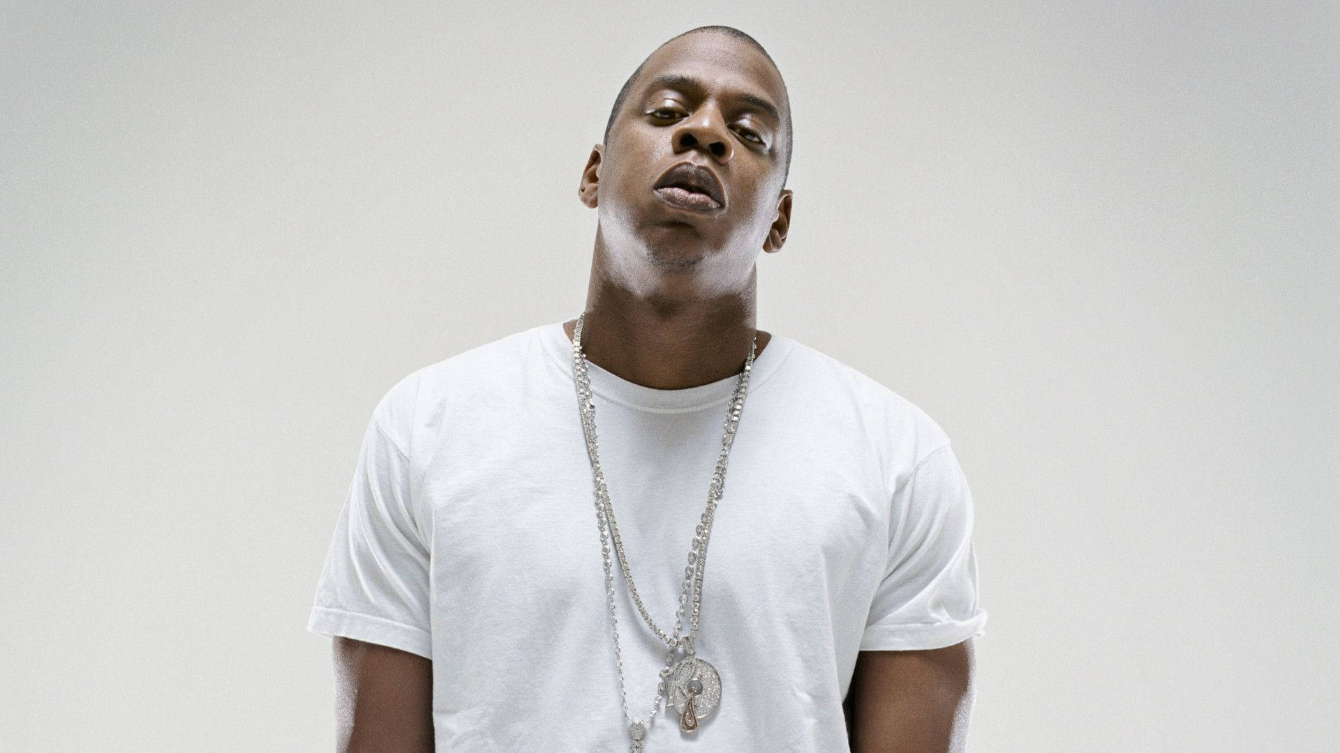 Jay-Z, white t-shirt, silver chains, Full HD Desktop Wallpaper
