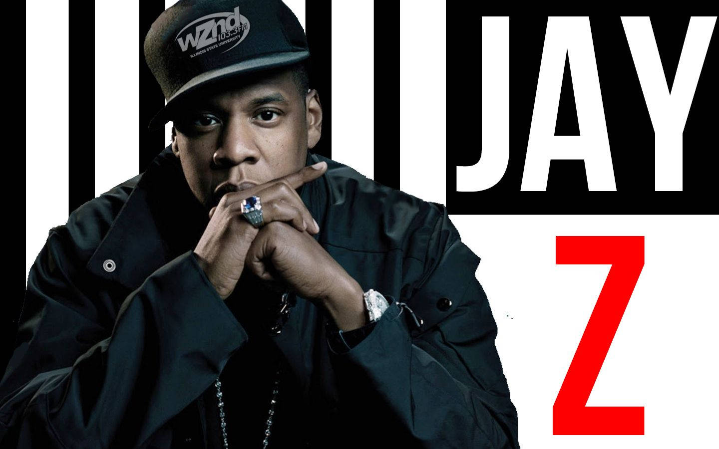 Jay-Z, black and white stripes, red graphic text, HD Desktop Wallpaper