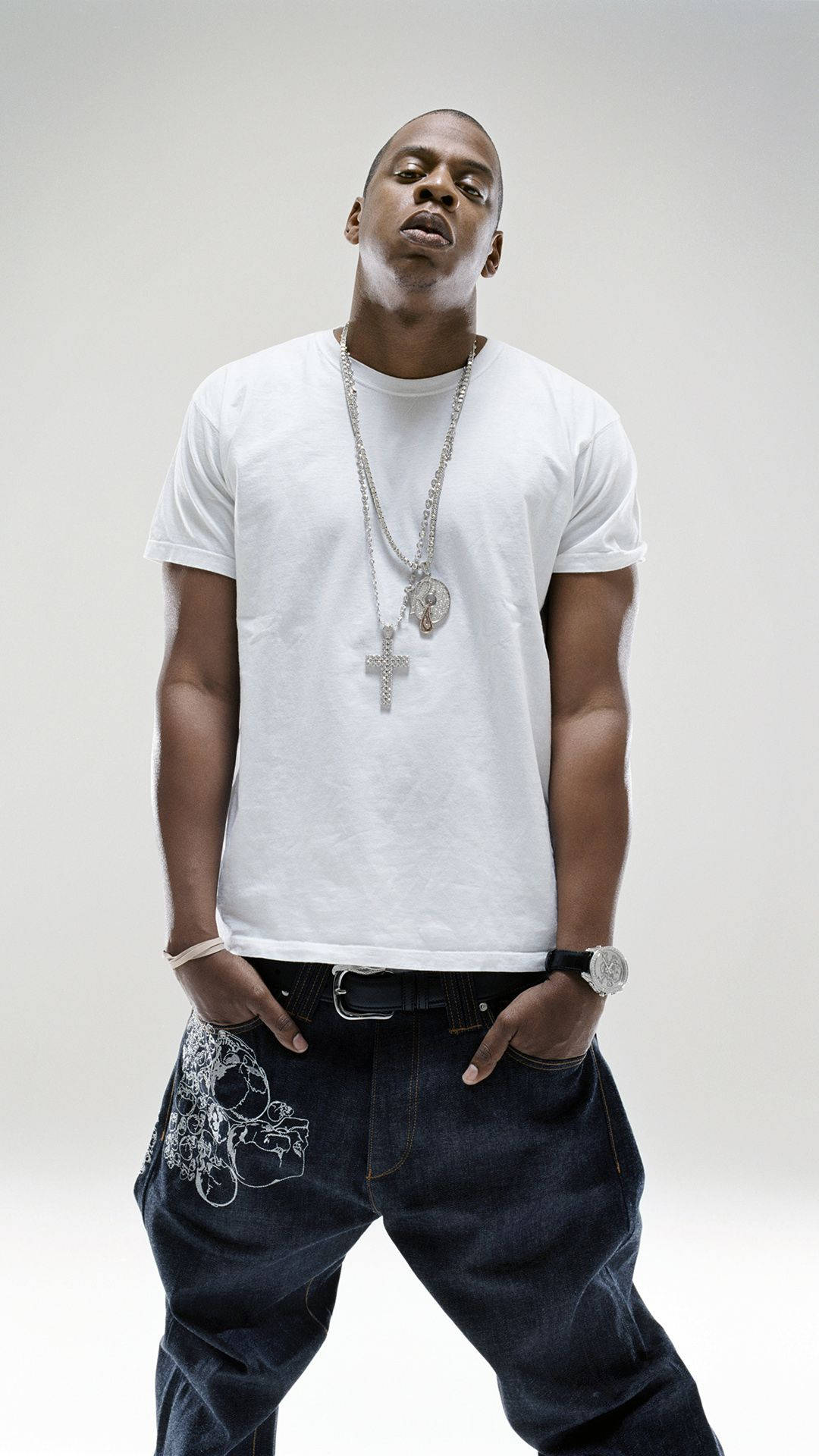 Jay-Z, white t-shirt, dark jeans, Full HD Phone Wallpaper