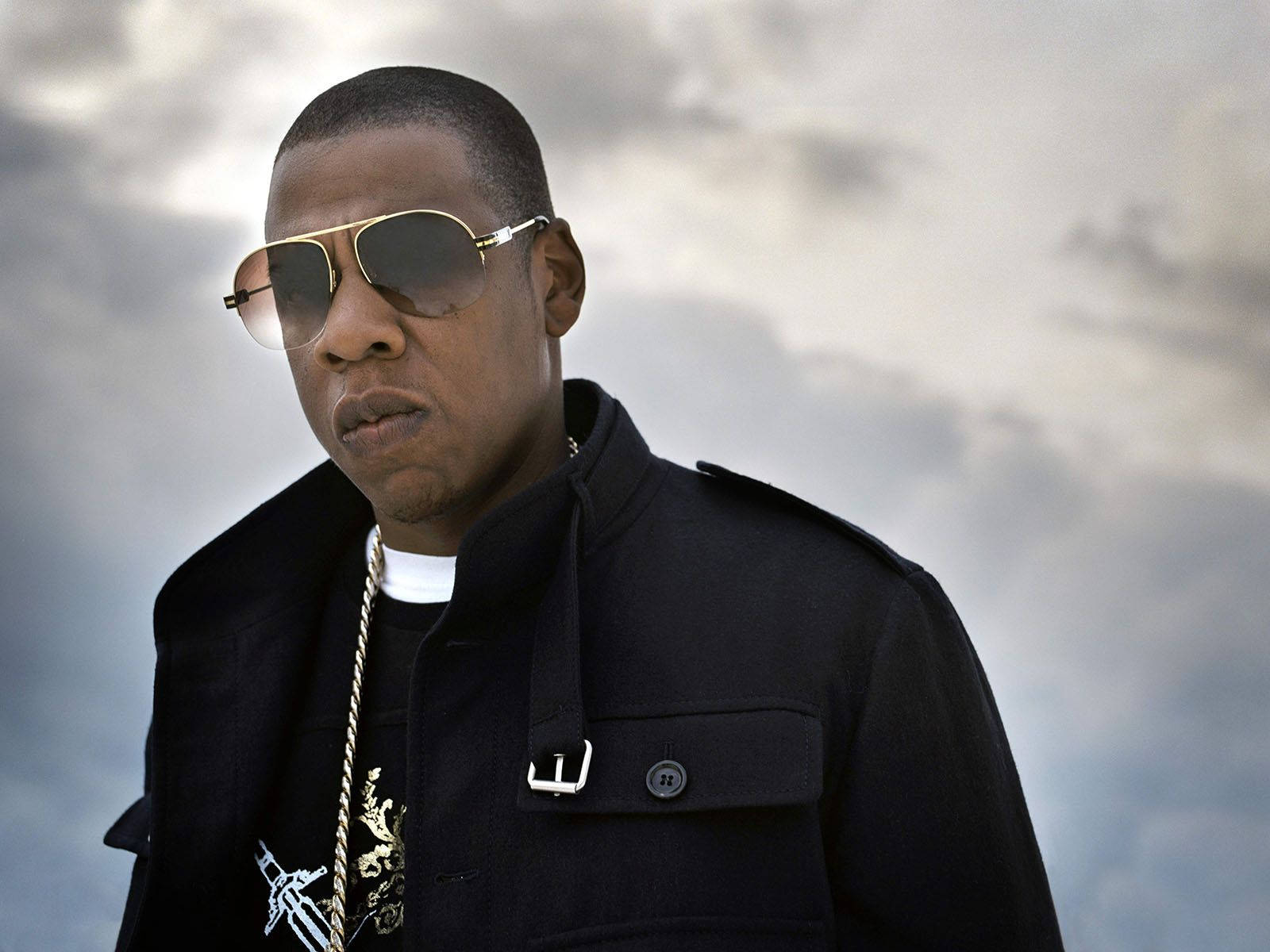 Jay-Z, black coat, gold-rimmed sunglasses, HD Desktop Wallpaper