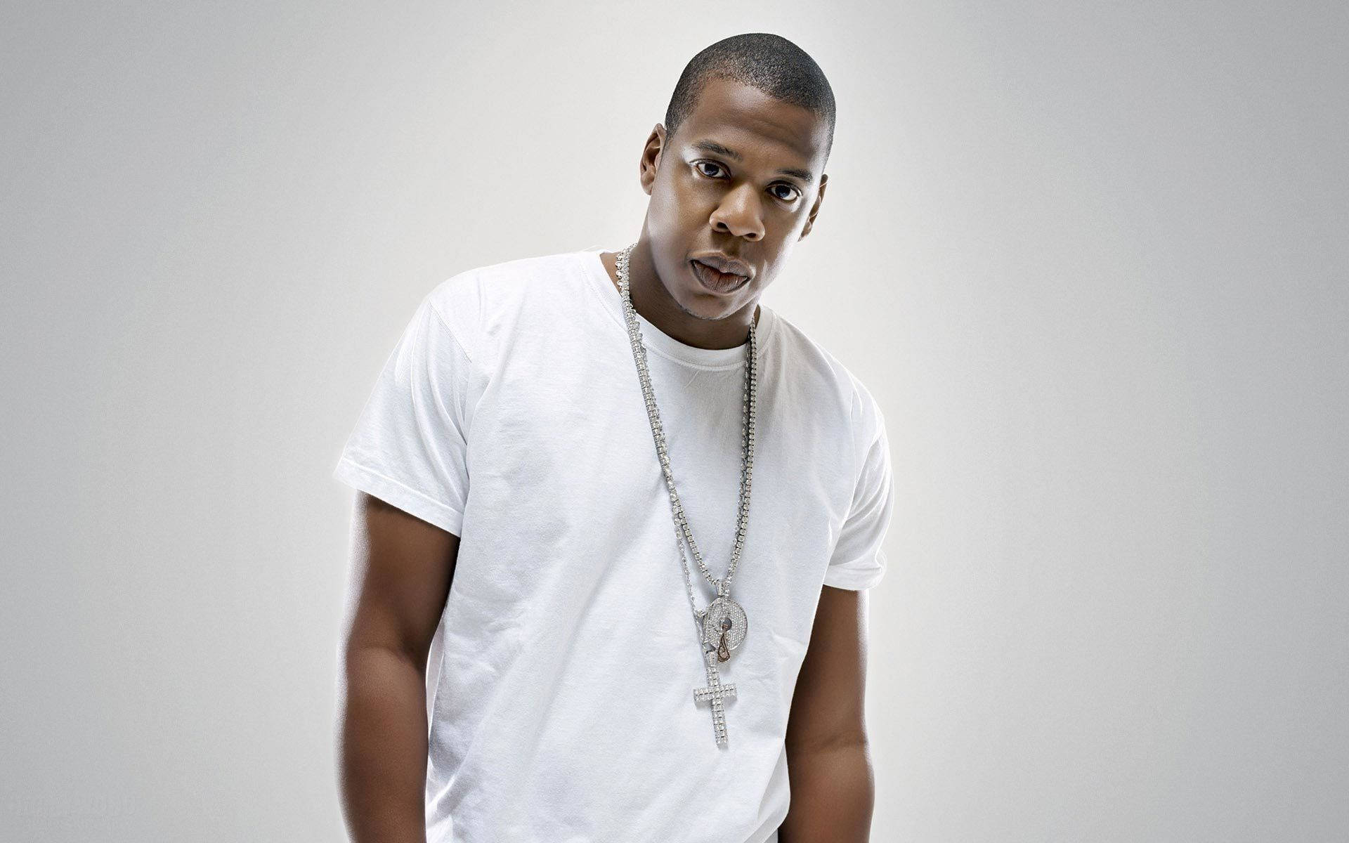 Jay-Z, white t-shirt, silver chain necklace, Full HD Desktop Wallpaper