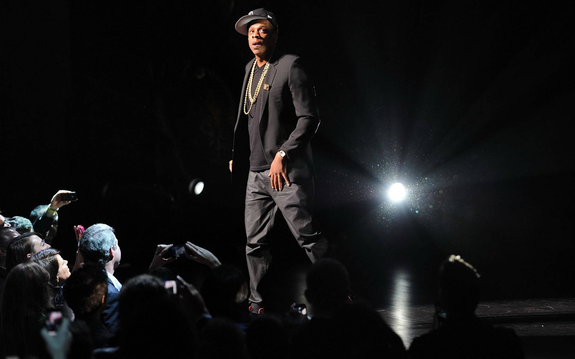 Jay-Z, dark suit, cap, Full HD Desktop Wallpaper