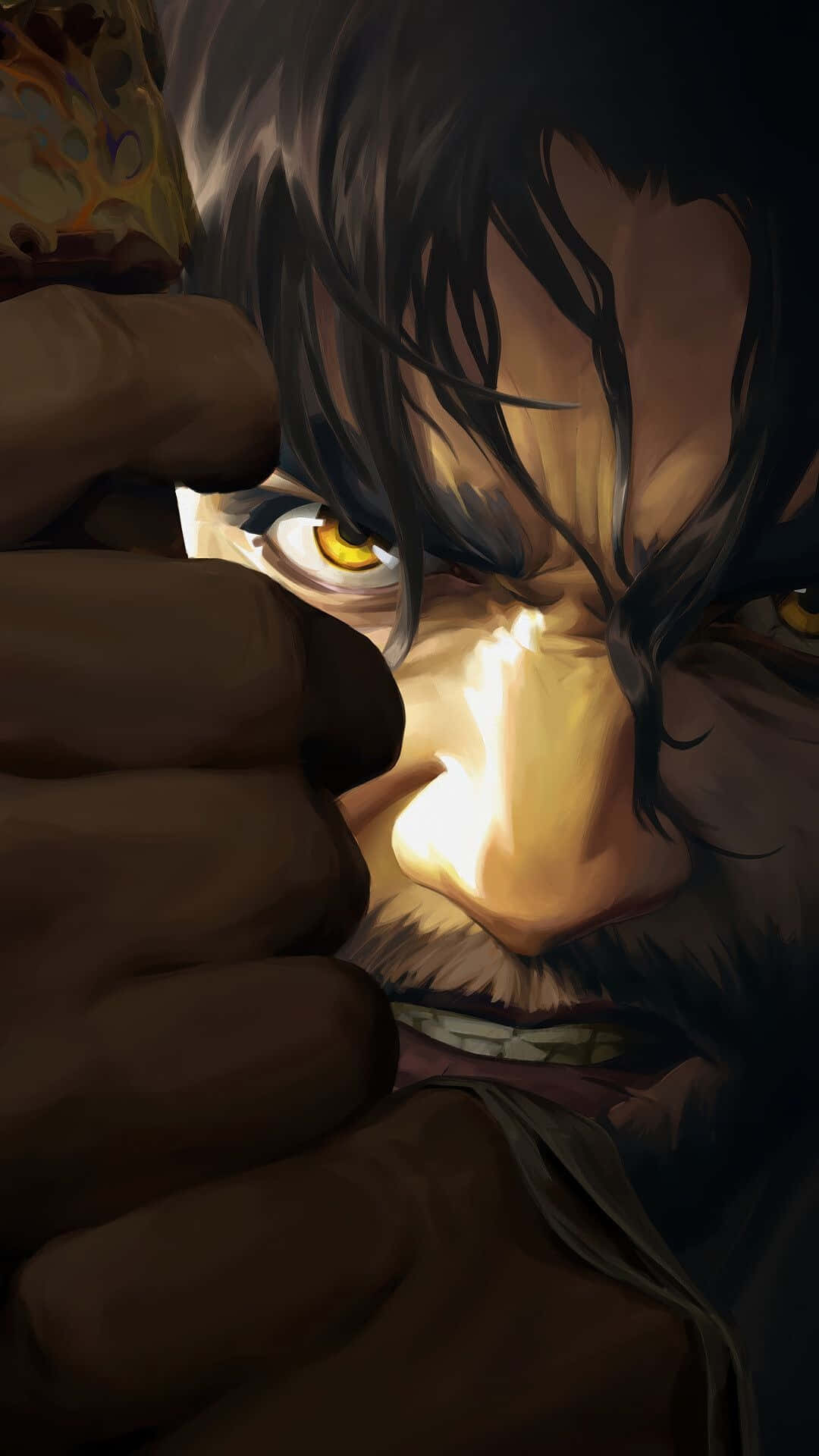 Jayce Arcane, glowing yellow eyes, dark hair, Full HD Phone Wallpaper