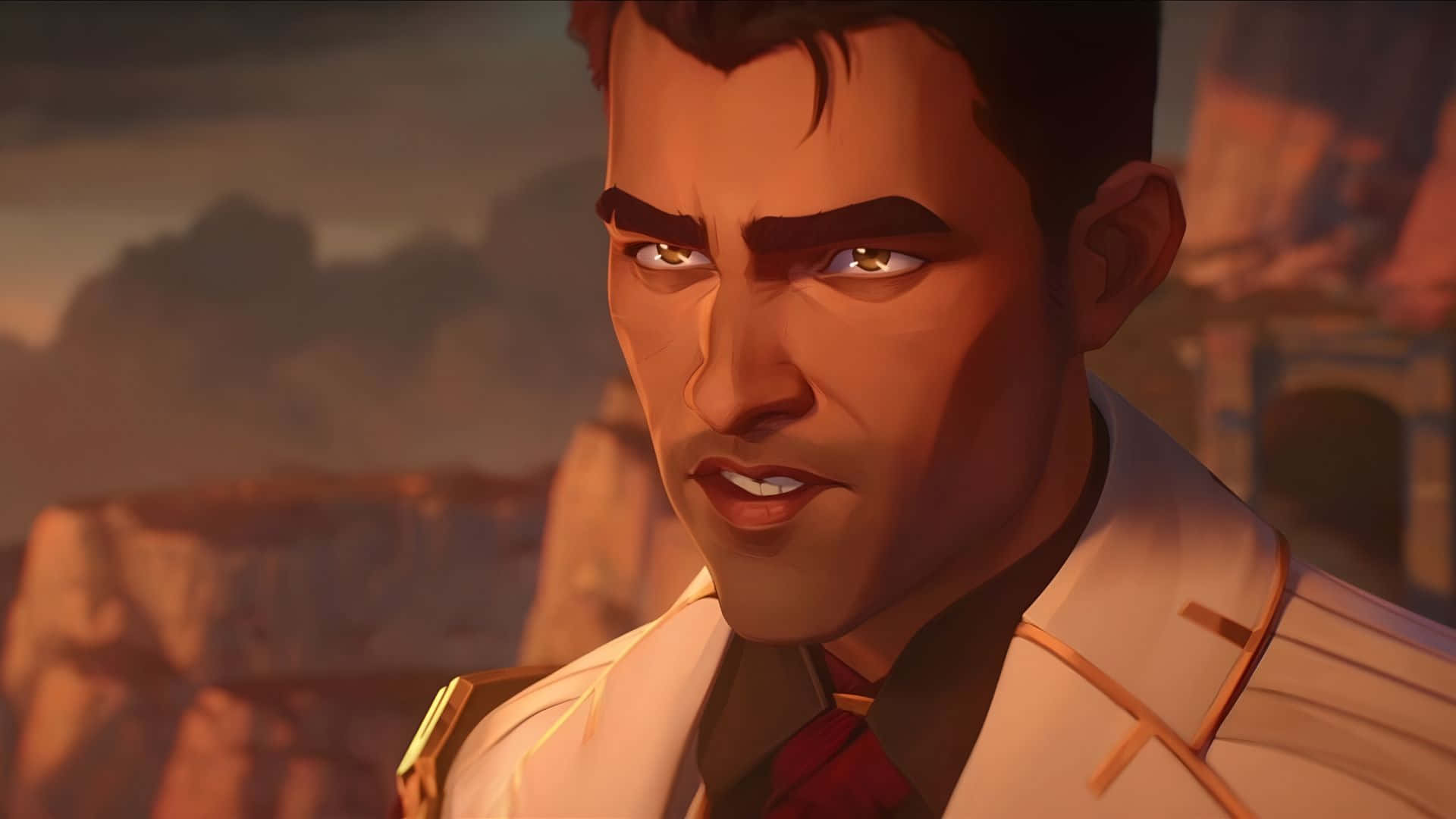 Jayce Arcane, white jacket, gold trim, Full HD Desktop Wallpaper