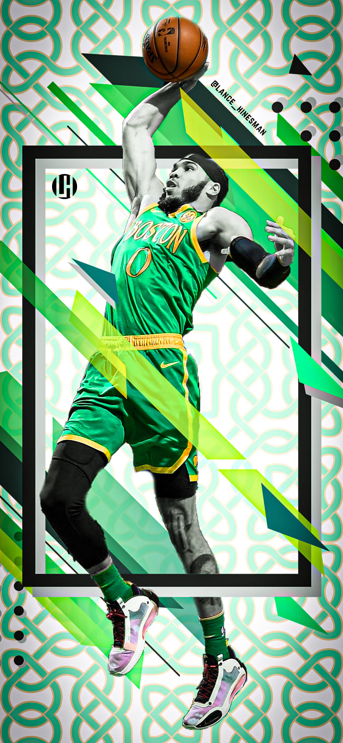 Jayson Tatum, green jersey, dunk, Full HD Phone Wallpaper