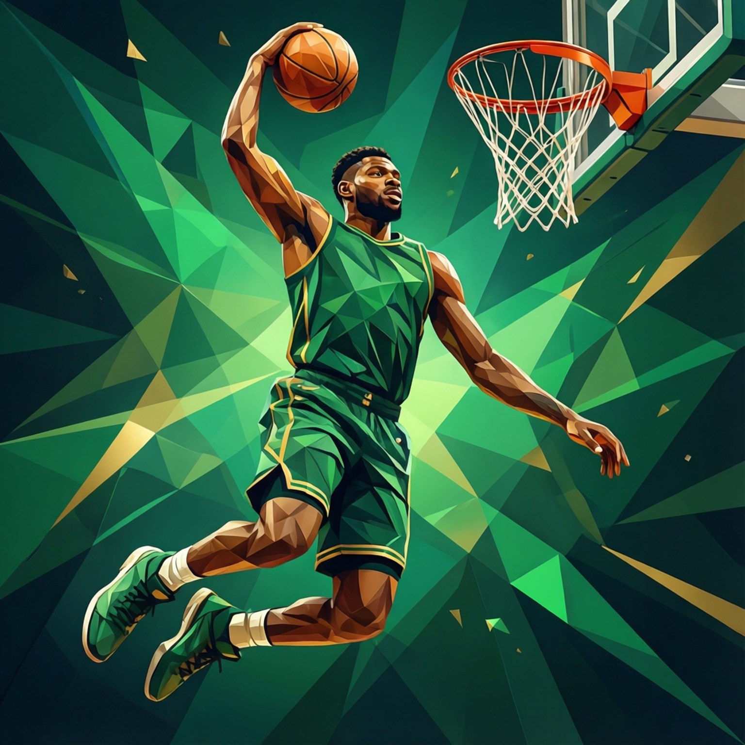 Jayson Tatum, geometric low poly, dunk, HD Desktop Wallpaper