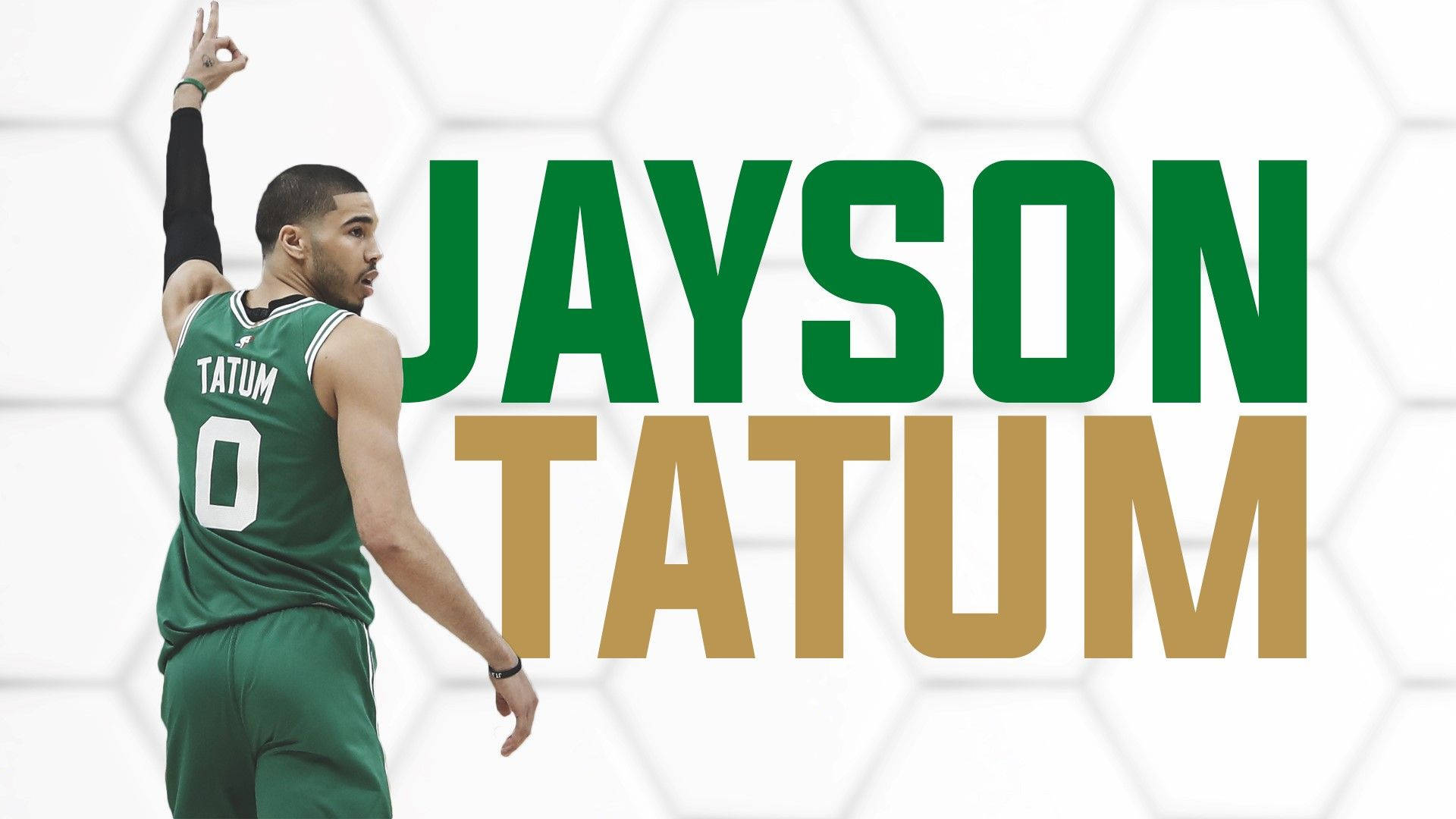 Jayson Tatum, green jersey, green and gold text, Full HD Desktop Wallpaper