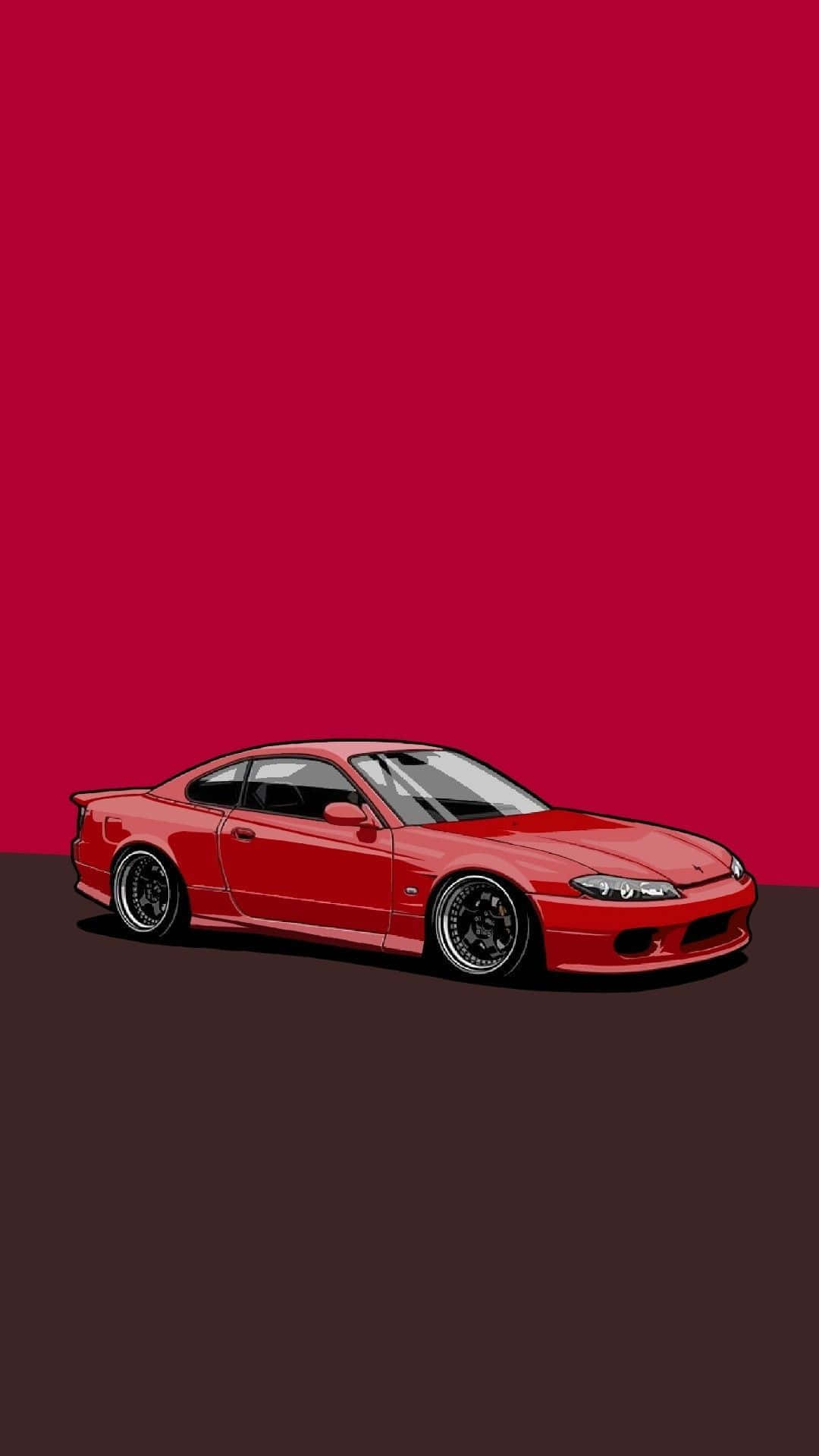 red sports car, black rims, dark brown floor, Full HD Phone Wallpaper