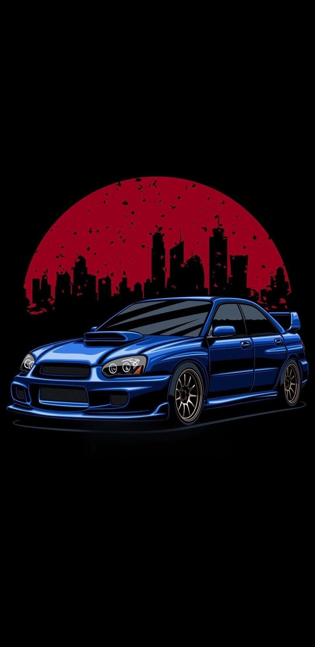 vibrant blue sports car, hood scoop, gold rims, Full HD Phone Wallpaper