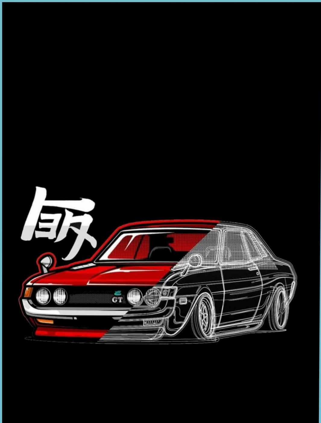 Jdm Art, retro car, red and black, HD Phone Wallpaper
